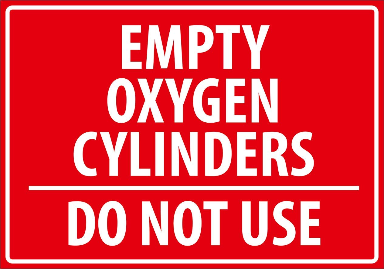 10 x 7 Inch Caution Empty Oxygen Cylinders Warning Safety Sign - Durable Rigid Plastic for Industrial Workplaces & Storage Areas