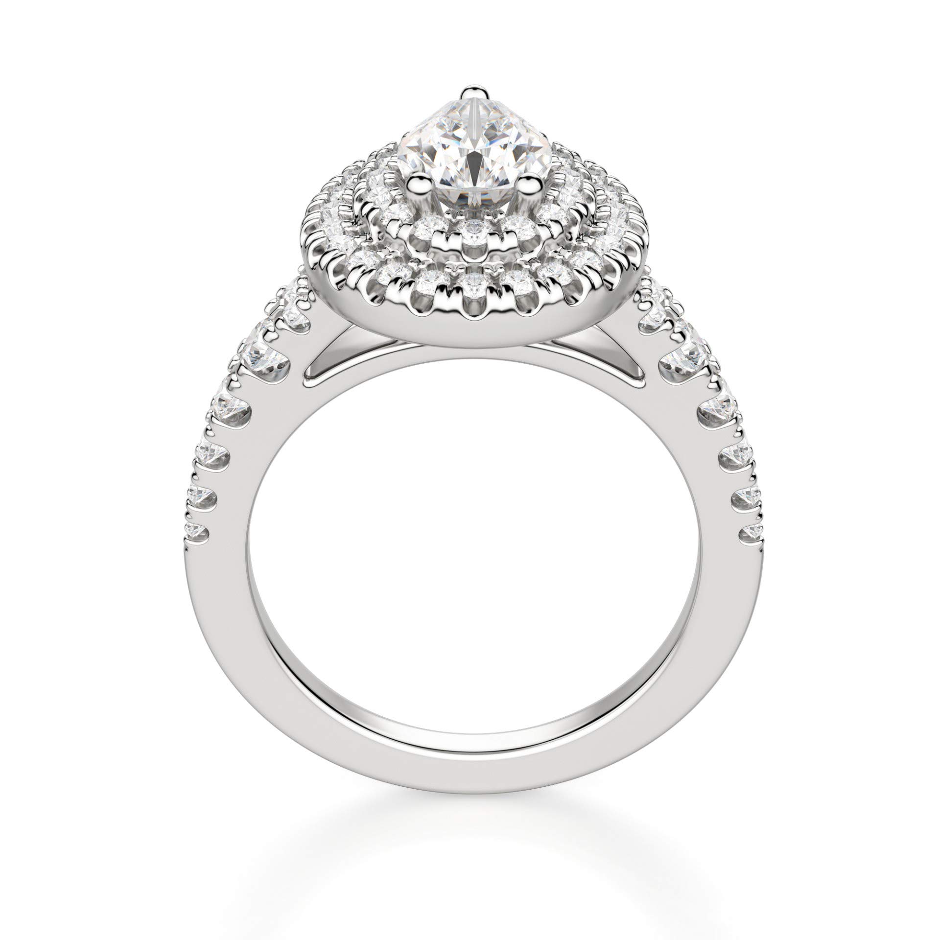 2 CT Pear Moissanite Engagement Ring Set - Vintage Halo Wedding Band, Solitaire Promise Ring for Women - Perfect for Proposals, Anniversaries & Bridal Jewelry Gifts (Silver)