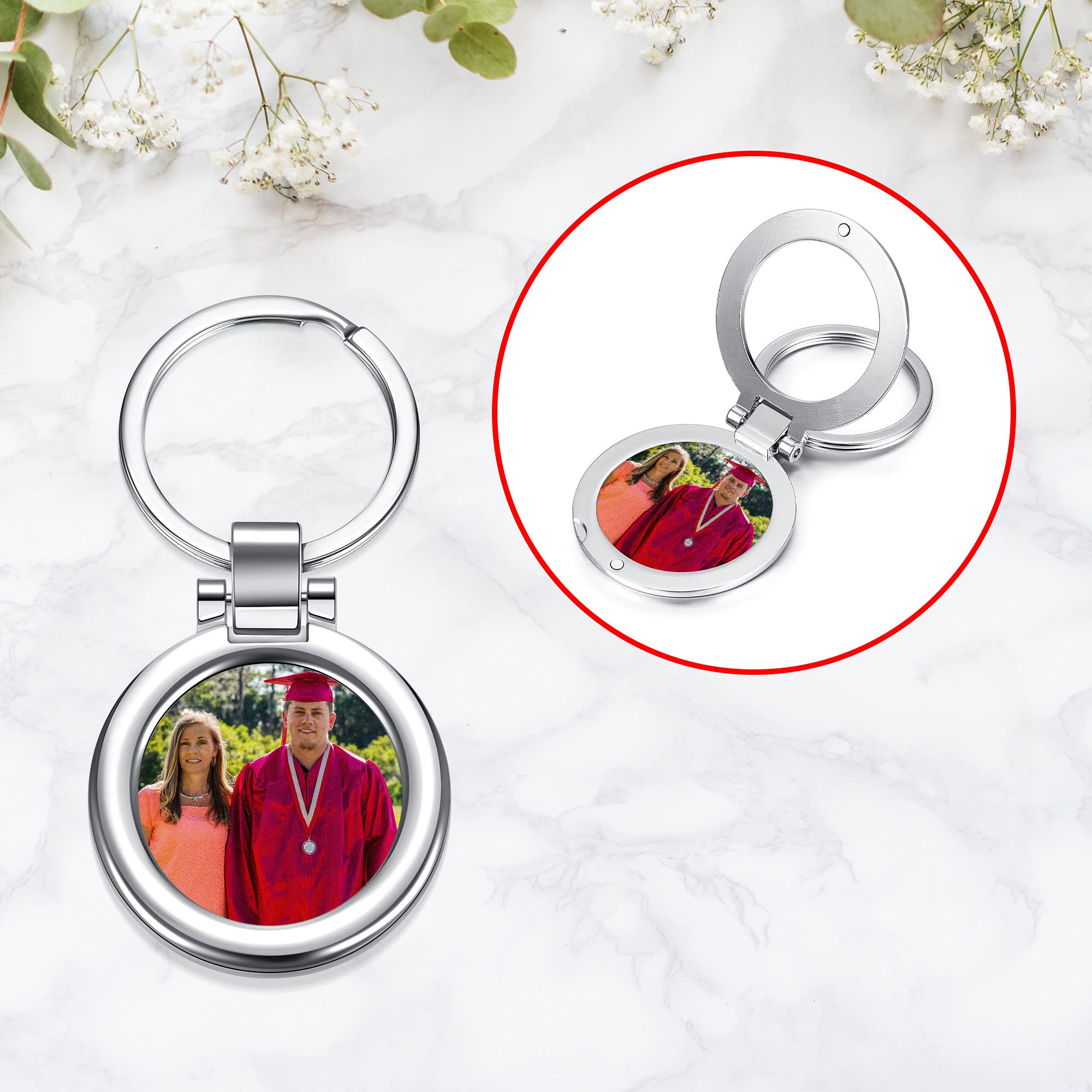 Personalized Custom Photo Keychain - Free Engraving with Colorful Picture & Text - Couple Keychain, Memorial Gift for Anniversary, Valentine's Day - Perfect for Gifts, Keepsakes, and Everyday Carry
