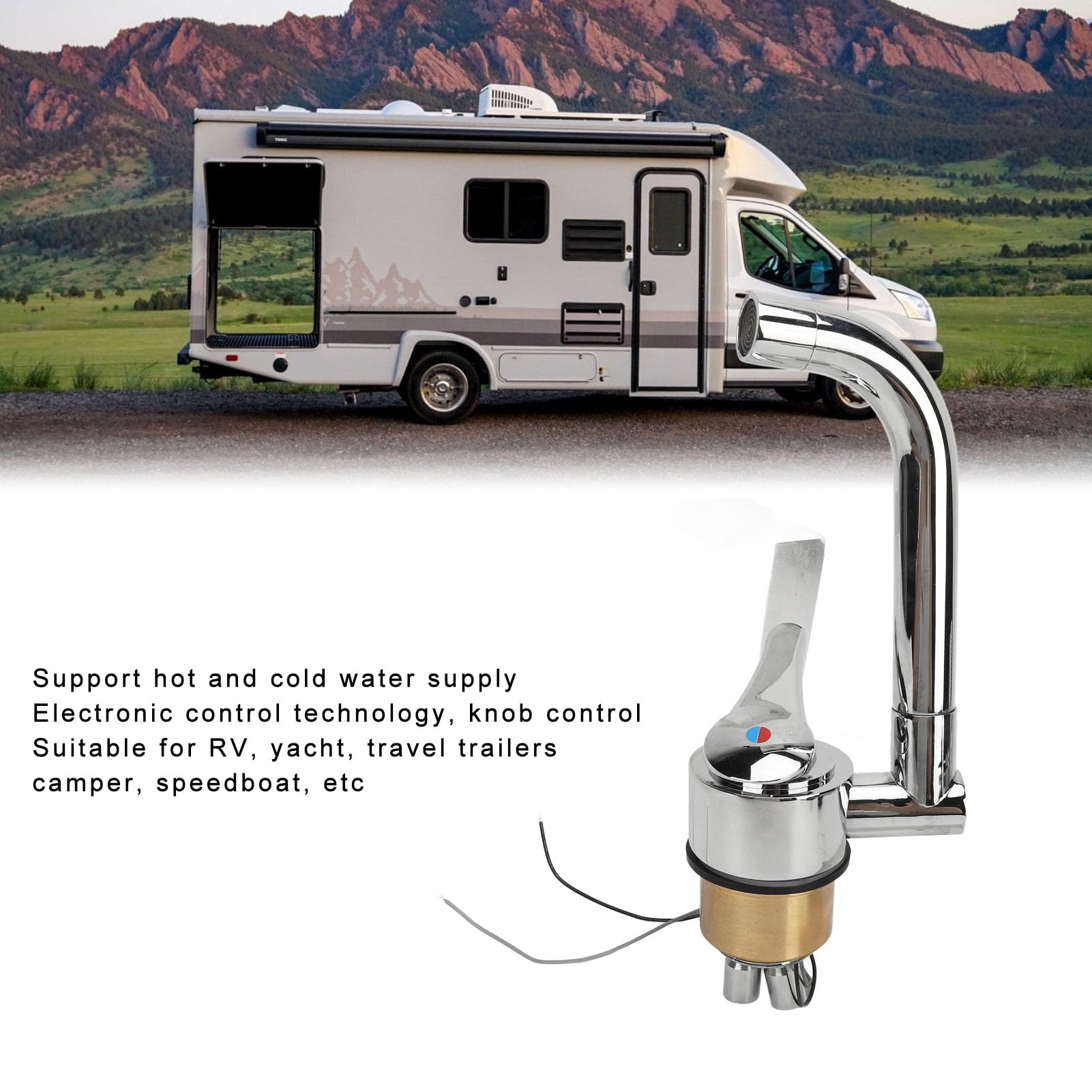 360° Rotatable RV Water Faucet - Stainless Steel Hot & Cold Water Supply for Campers, Travel Trailers, RVs | Perfect for Outdoor Camping, Road Trips & RV Living