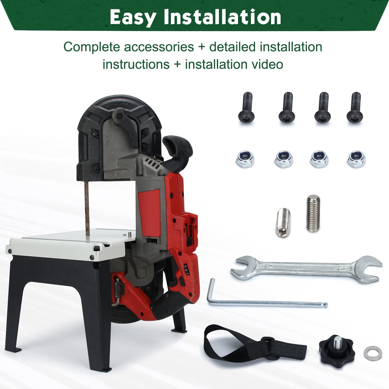 Portable Band Saw Stand Table for Milwaukee Band Saw - Heavy Duty Powder Coated Steel Base (Saw Not Included) | Workshop, Construction Site & DIY Metal Cutting Projects