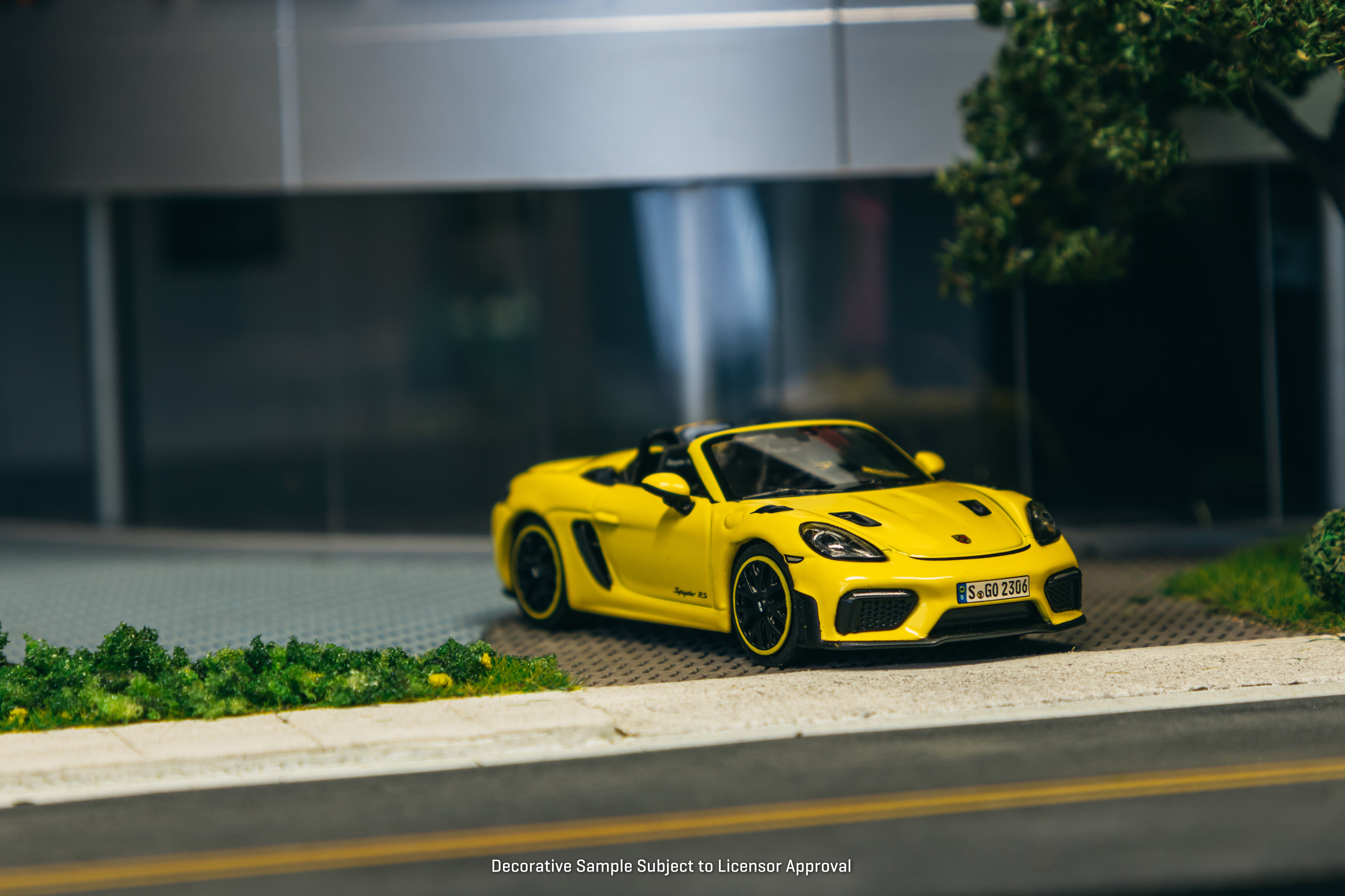 Minichamps X Tarmac Works 1/64 Scale Porsche 718 Spyder RS Diecast Model Car in Racing Yellow | COLLAB64 Series | Perfect for Collectors, Display Cases & Racing Enthusiasts