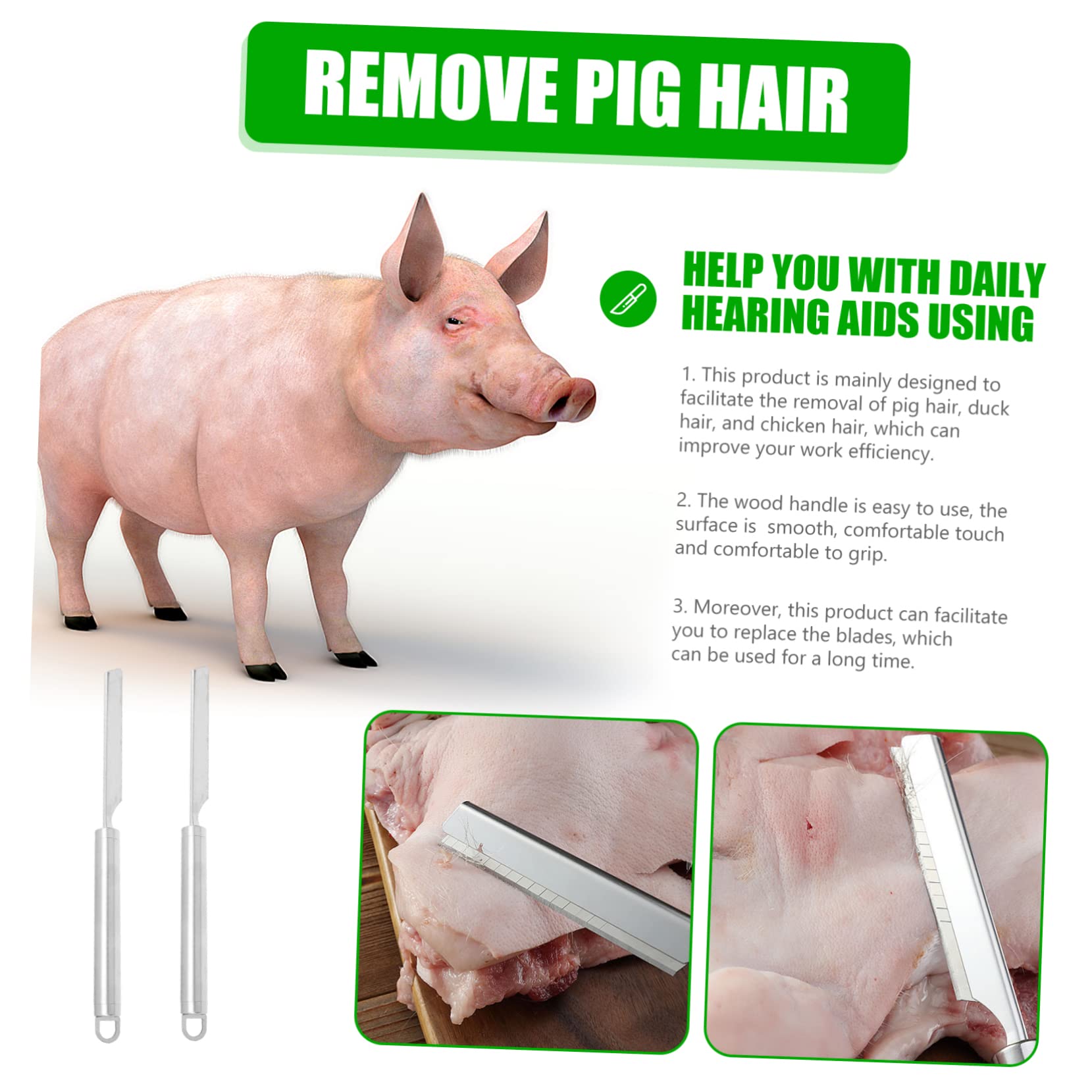 Premium Stainless Steel Pig Hair Removal Tool - Durable Blades Holder for Effortless Hair Scraping | Perfect for Butchers, Chefs & Home Cooking