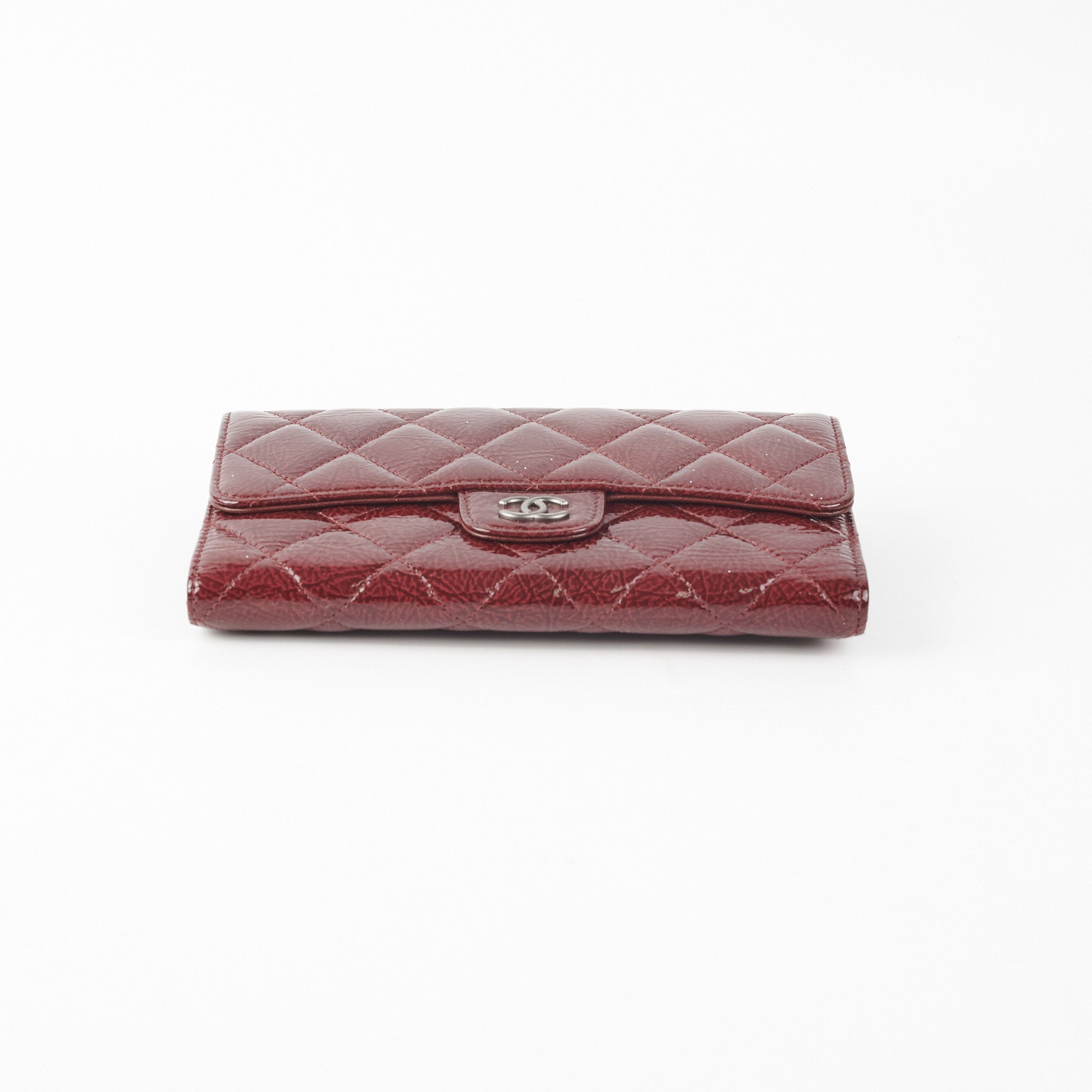 Chanel Long Quilted Patent Leather Burgundy Wallet for Women | Luxury Designer Card Holder & Money Organizer | Perfect for Everyday Use, Travel, and Gifting
