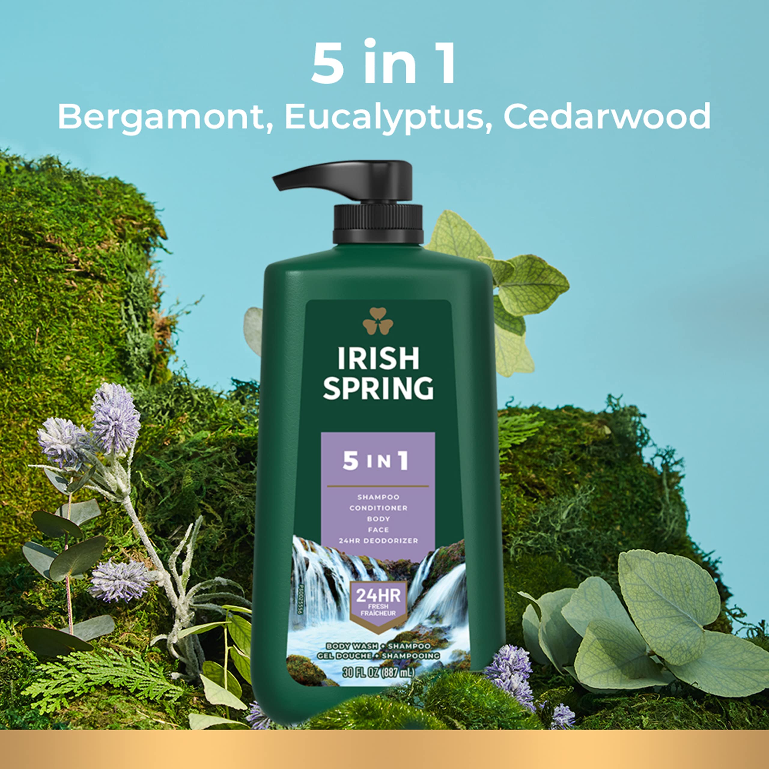 Irish Spring Men's Body Wash Pump - 5 in 1 Hydrating Shower Gel for Men with Refreshing Scent | Daily Shower Essential for Gym, Work & Active Lifestyle