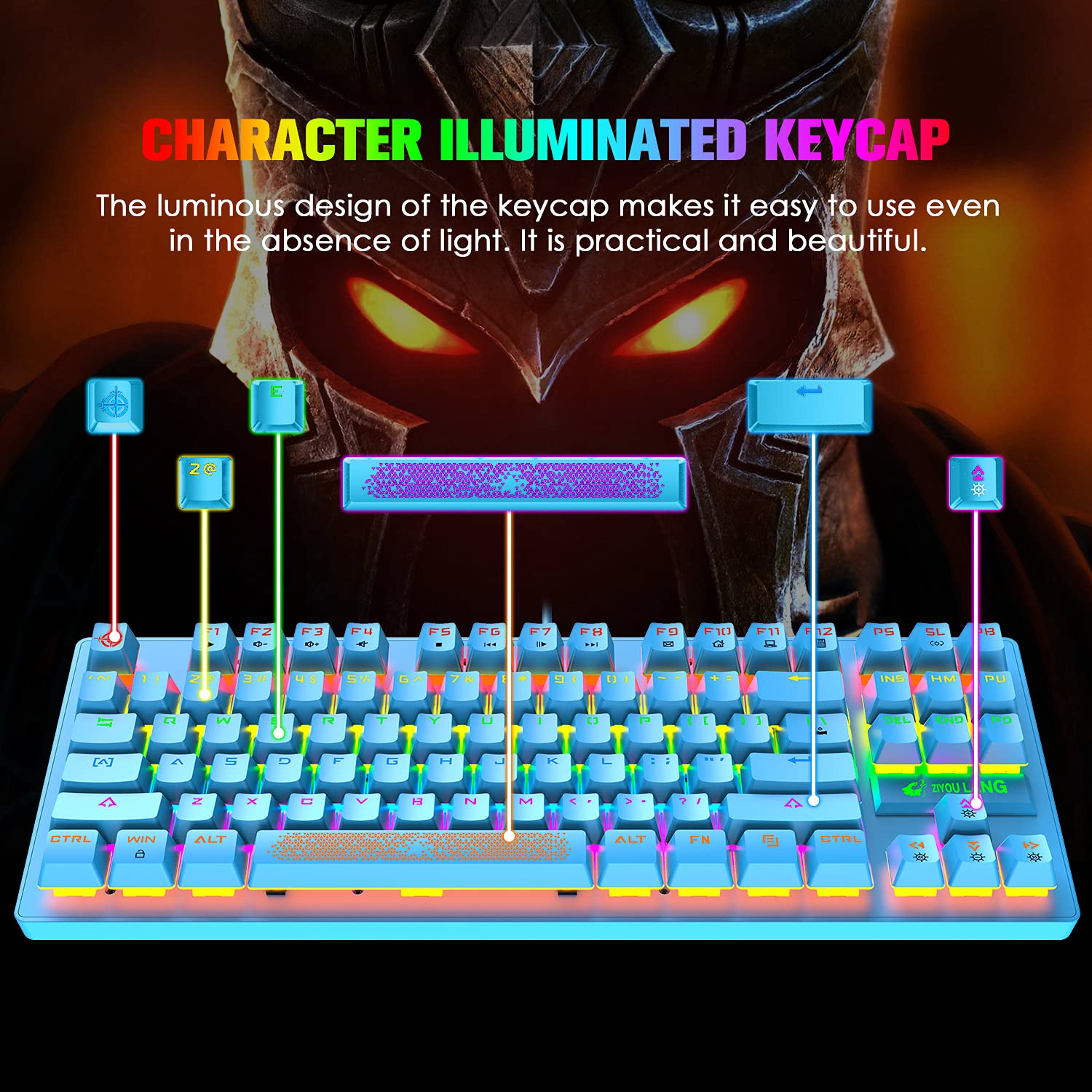 Mechanical Gaming Keyboard with RGB Backlit Keys, Spill-Resistant Design & Dedicated Media Controls | 87-Key Anti-Ghosting Keyboard for PC, PS4, PS5, Xbox One (Blue) | Perfect for Esports, Streaming & Office Work