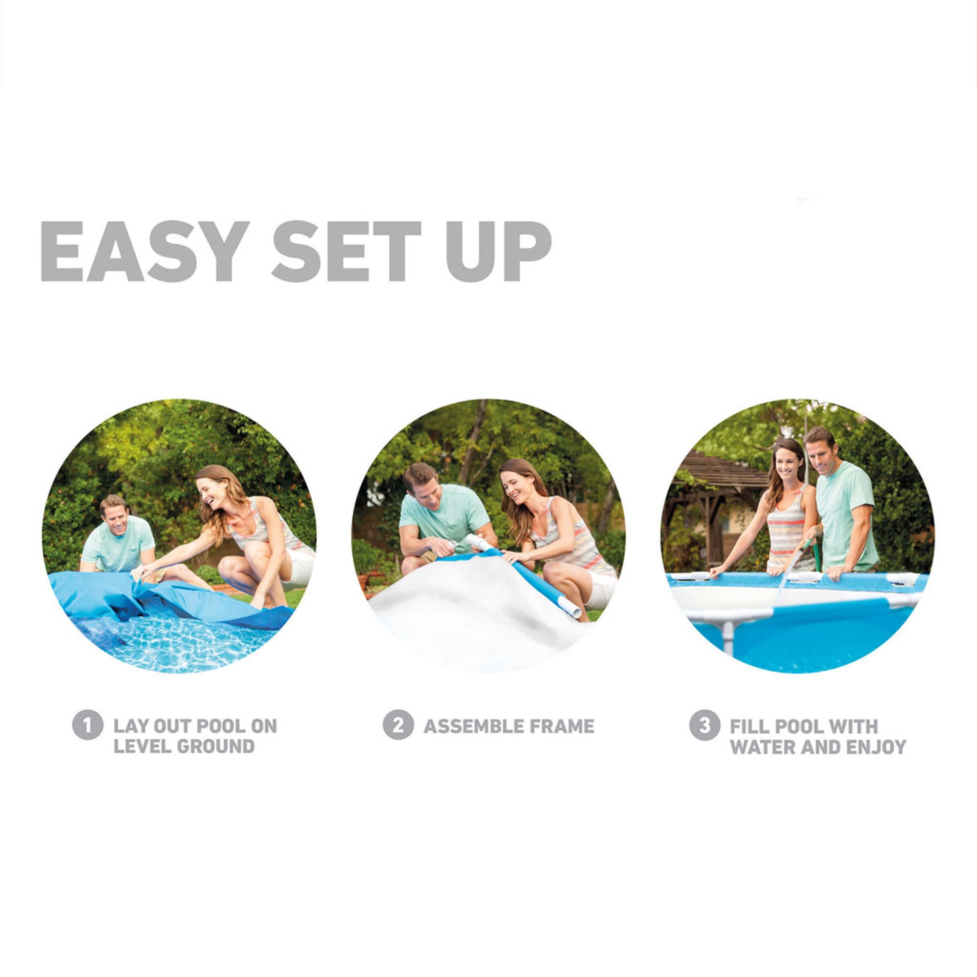Intex 12ft x 30in Round Metal Frame Above Ground Swimming Pool for Adults & Kids - Outdoor Backyard Family Pool for Summer Fun, Ages 6+ (Blue) - Perfect for Backyard Parties, Summer Cooling, and Family Bonding