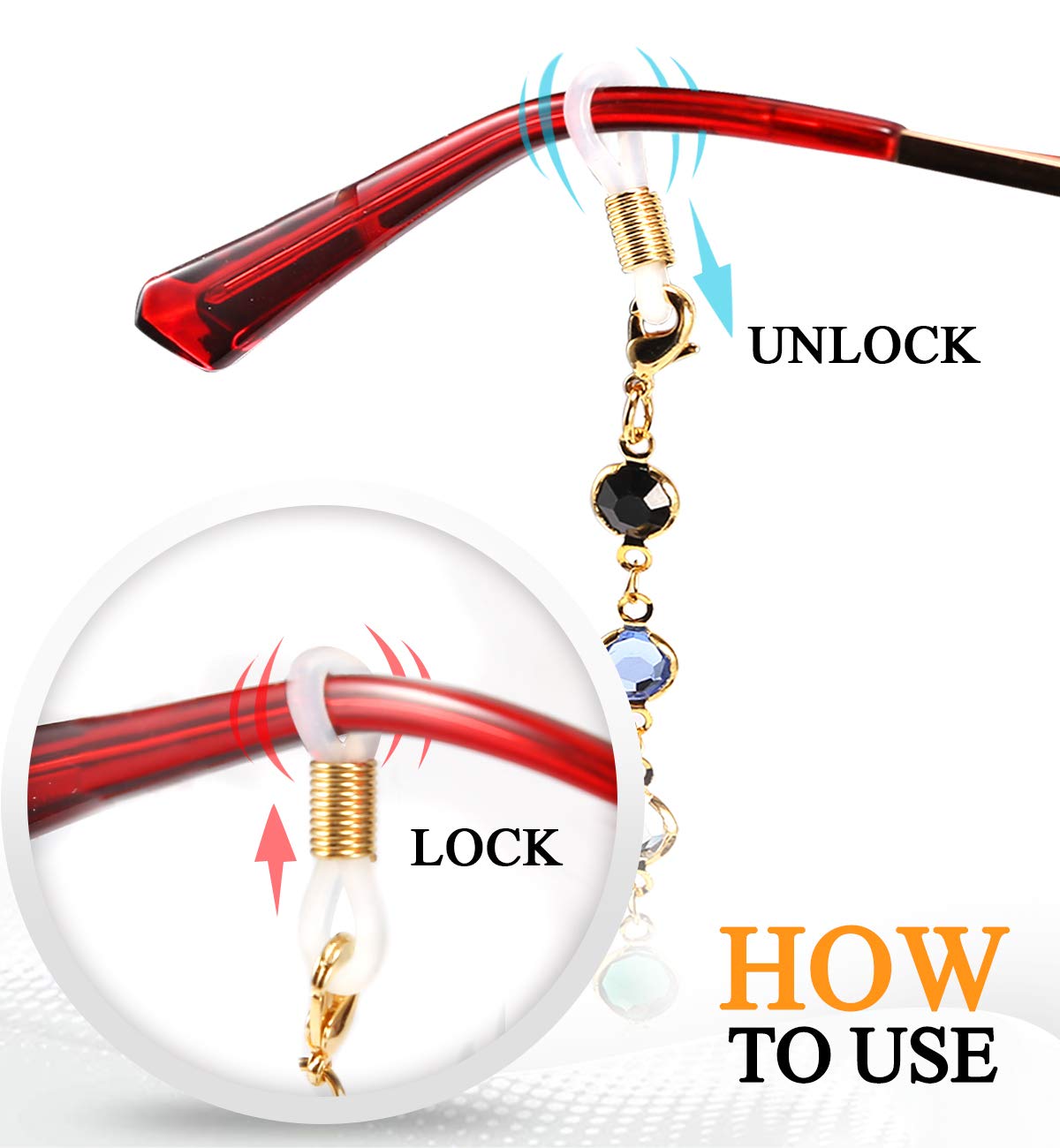 FEISEDY Women's Eyeglass Lanyard - Fashion Reading Glasses Retainer for Work & Travel