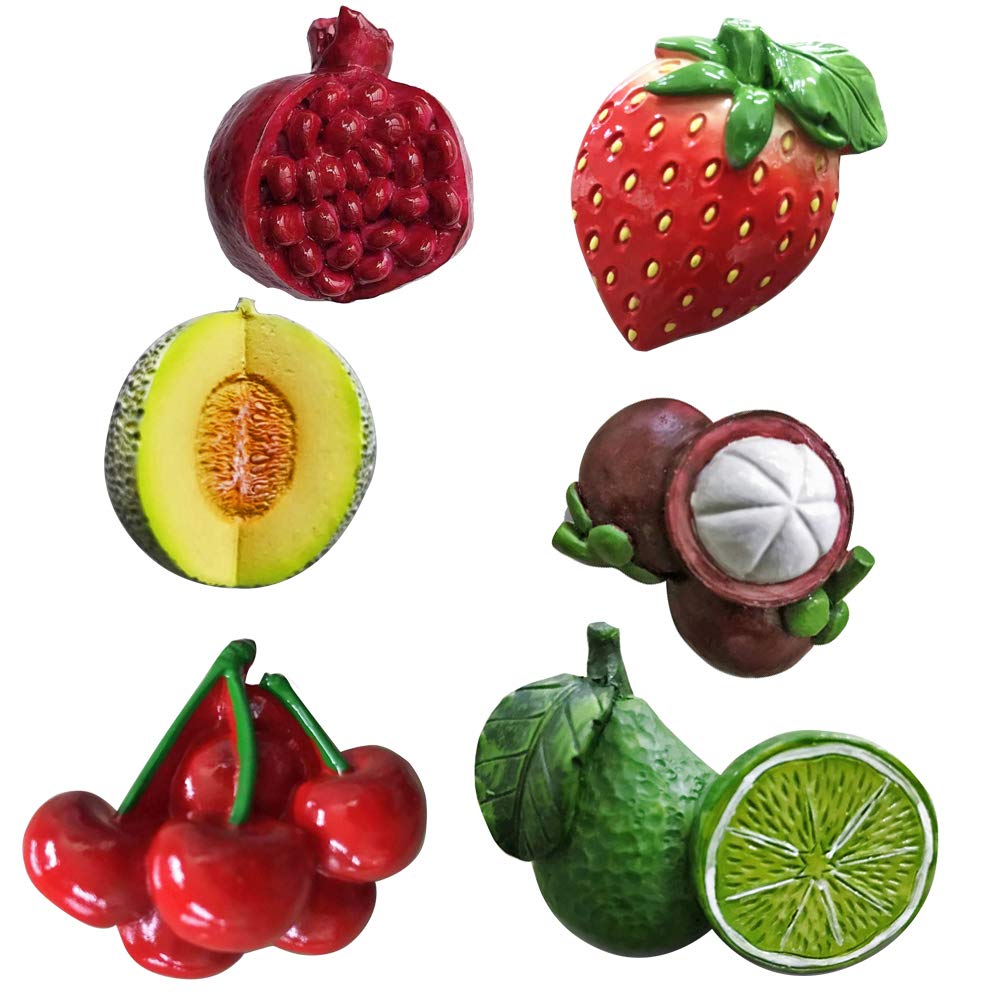 Angoily 6pcs 3D Resin Fruit Fridge Magnets - Realistic Simulation Refrigerator Stickers for Kitchen Decor (Random Styles) - Perfect for Home, Office & Classroom Organization