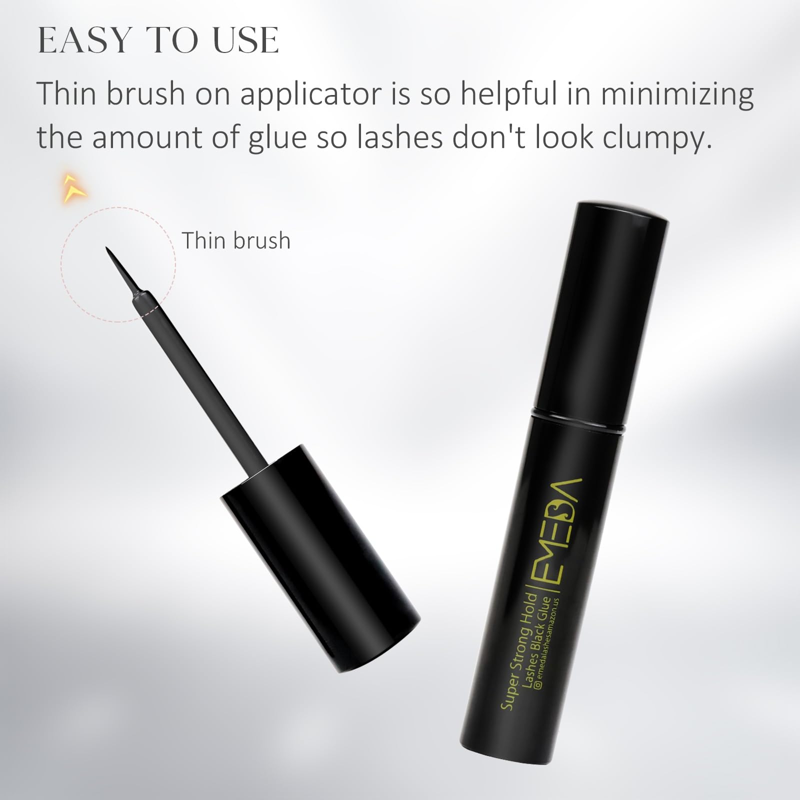 EMEDA 2 Pack Black Eyelash Glue - Super Strong Hold Professional Lash Adhesive, Latex Free & Waterproof - Perfect for False Eyelashes, Lash Extensions & Daily Makeup Application
