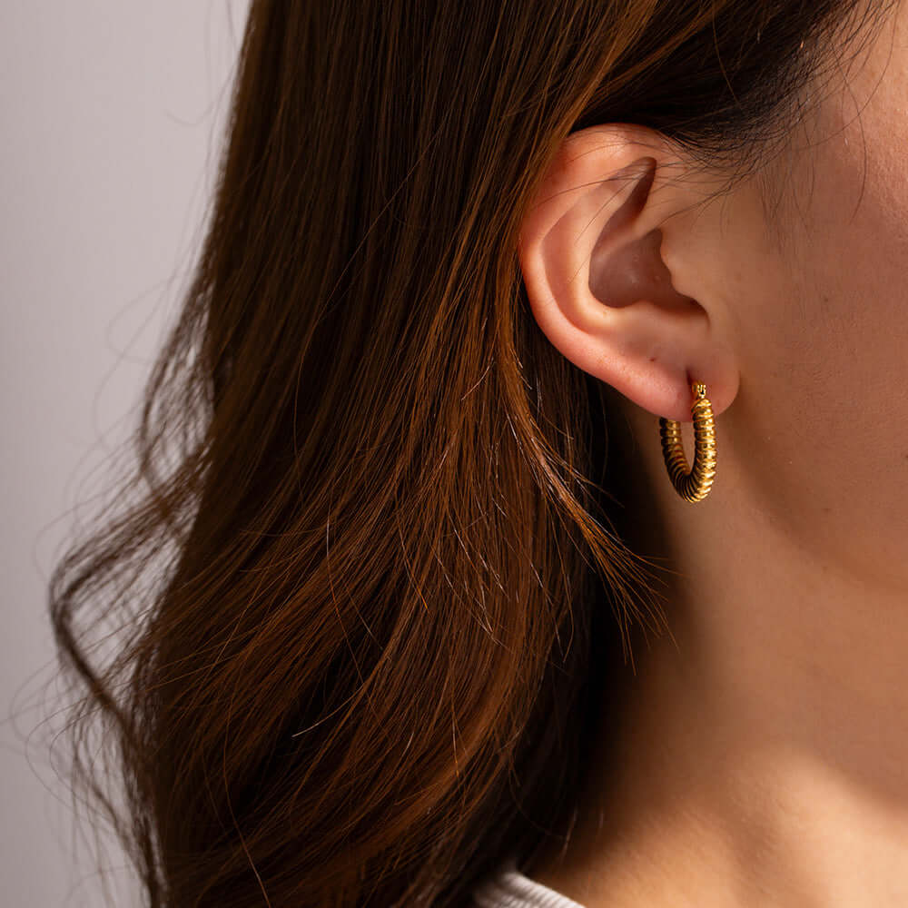 Minimalist 18K Gold Plated Hoop Earrings for Women - Classic Small Gold Hoops for Everyday Wear | JDEW018 | Perfect for Office, Date Night & Casual Outfits