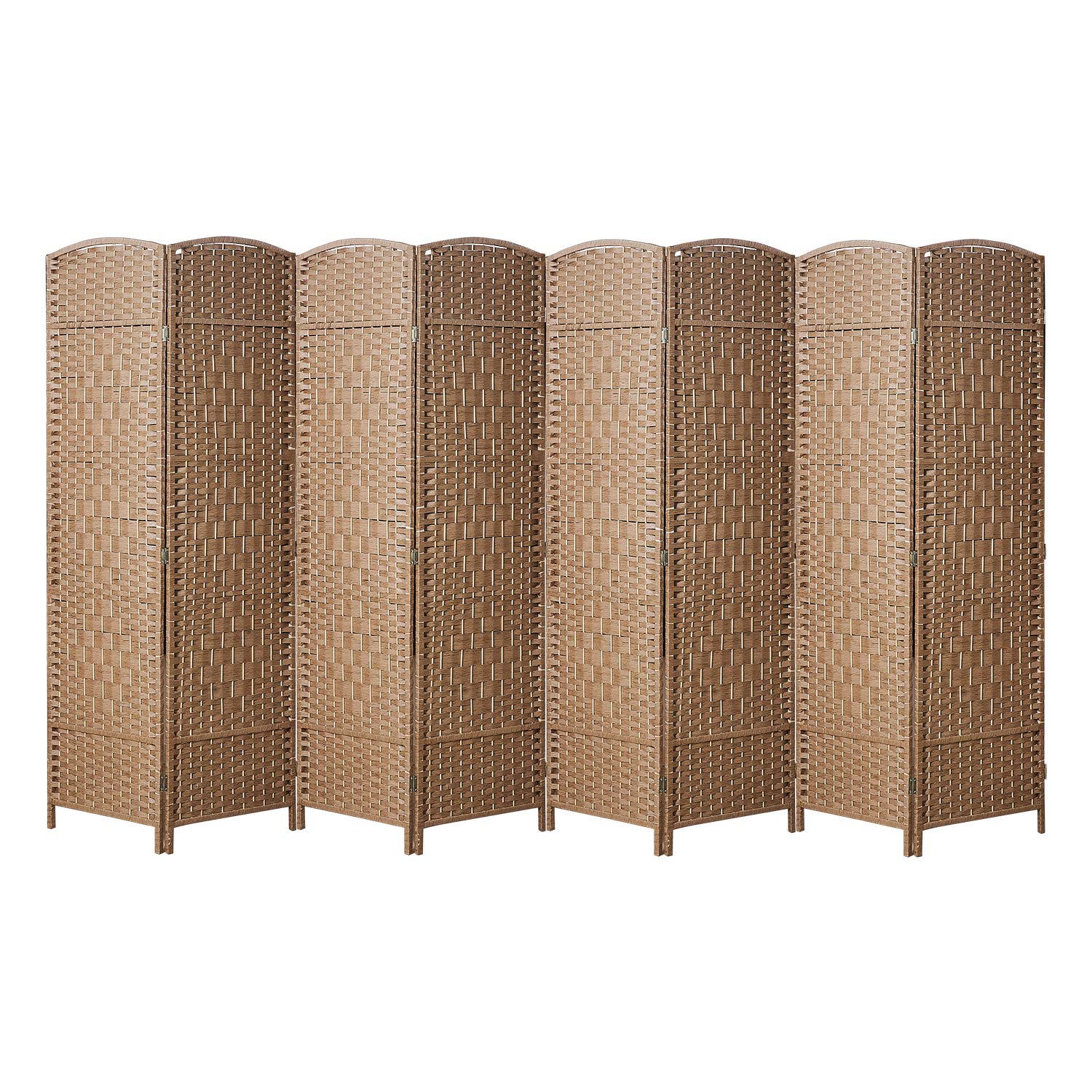 8 Panel Room Divider Screen - 6Ft Tall Extra Wide Folding Privacy Partition with Diamond Double-Woven Handcrafted Design for Bedroom, Office & Event Space Decoration