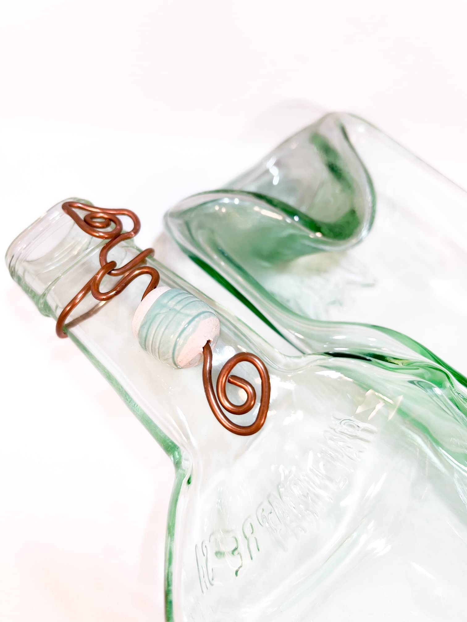 Ergonomic Appetizer Plate Set - Slumped Glass Bottles & Ceramic Beads for Wine, Cheese & Charcuterie | Perfect for Dinner Parties, Weddings & Home Decor