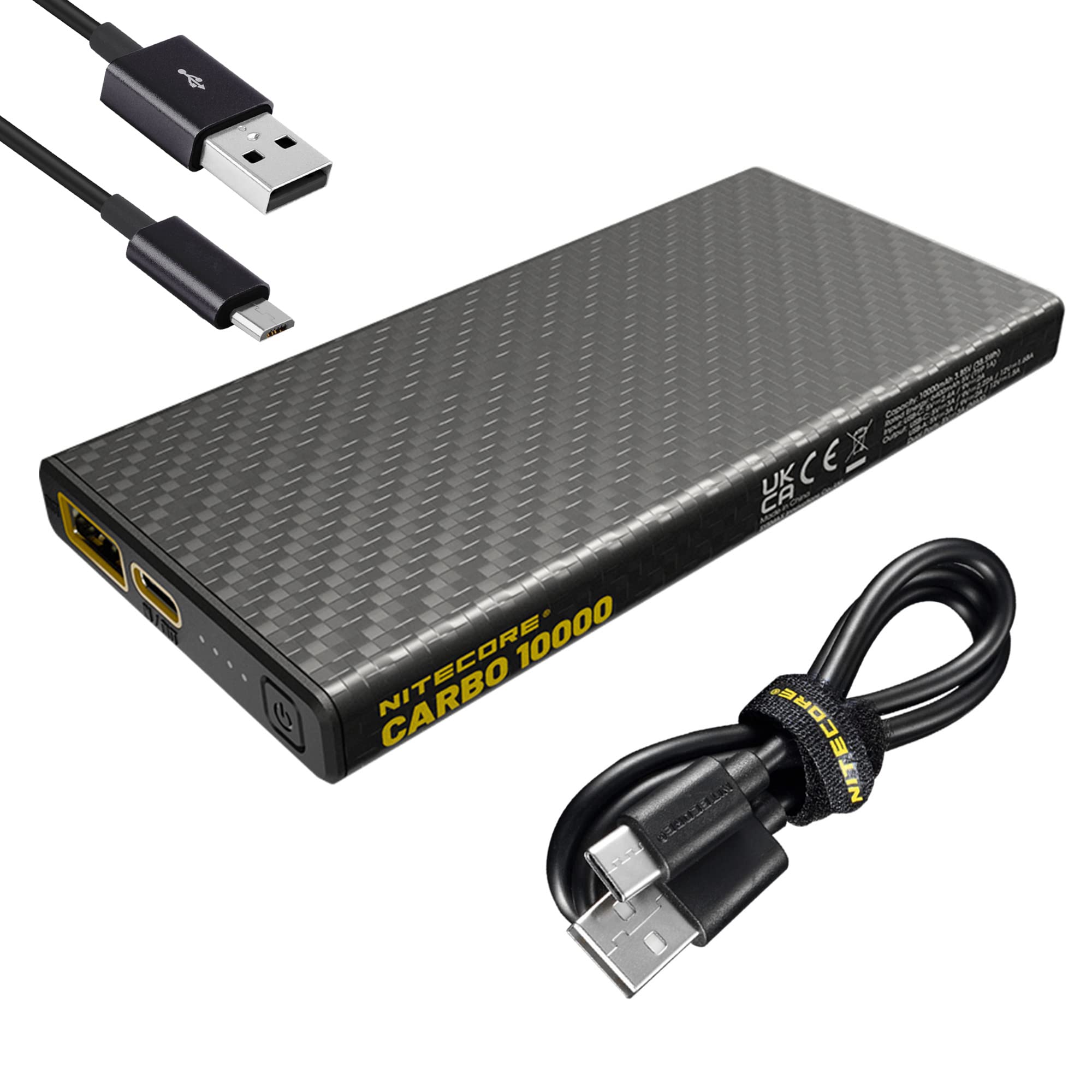 Nitecore Carbo 10000 Power Bank - 10000mAh Ultra Slim Lightweight Portable Charger with USB-C & USB Dual Ports, QC3.0 & PD Fast Charging | Perfect for Travel, Camping, and Emergency Power Backup