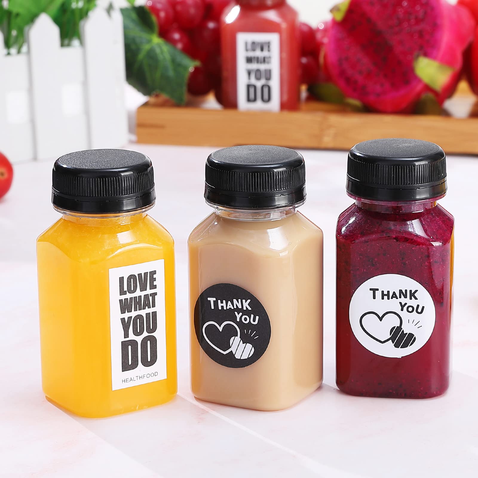 30 Pack 5oz Reusable Plastic Juice Bottles with Leak-Proof Lids - Clear Empty Drink Containers for Juicing, Smoothies, Milk & Homemade Beverages - BPA Free, Recyclable Bulk Storage for Kitchen, Restaurant & Meal Prep