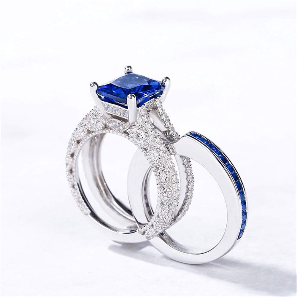 Jeulia 3PC CZ Diamond Engagement Ring Set - Radiant Cut Wedding Band, Anniversary Promise Rings with Side Stones, Romantic Jewelry Gift for Women (Gift Box Included) | Perfect for Proposals, Anniversaries, Valentine's Day & Special Occasions