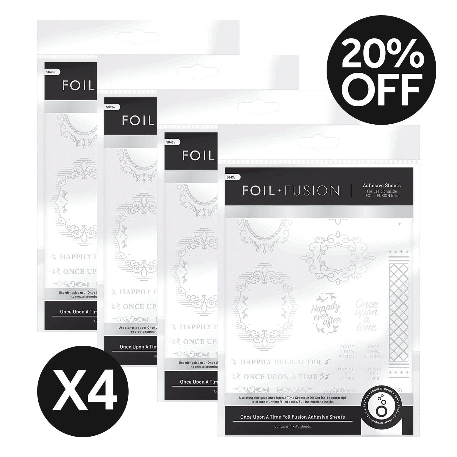 4 Packs Once Upon A Time Adhesive Sheets FOIL01 - Premium Sticker Paper for Scrapbooking, DIY Crafts, and Home Decor Projects