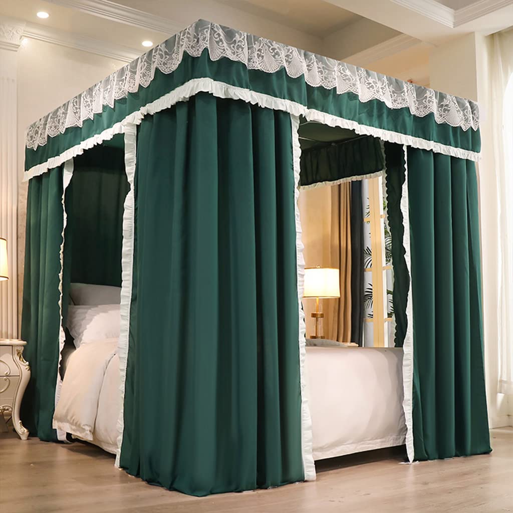 Princess 4 Corner Post Bed Canopy - Dark Green Full Size Bed Curtain for Girls & Adults - Twin/Full/Queen/King Size Bedroom Decor - Perfect for Kids Rooms, Nursery, or Romantic Bedroom Decorations