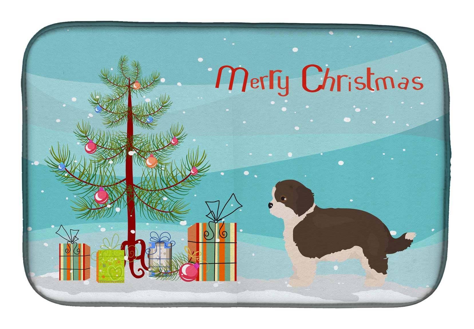 Havapoo Christmas Tree Dish Drying Mat - Absorbent Kitchen Counter Pad for Holiday Decor