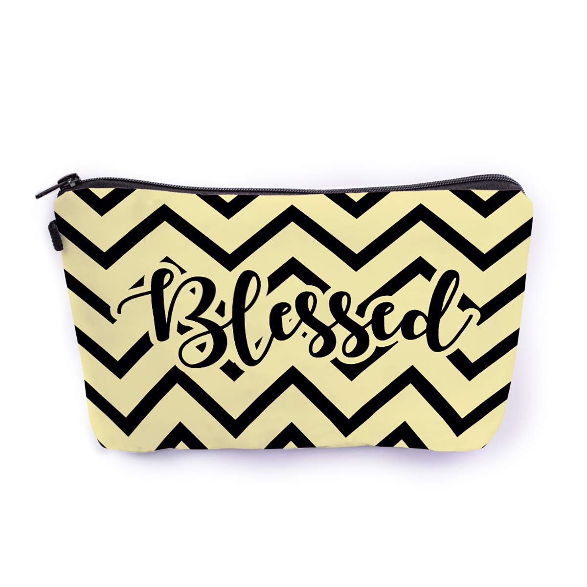 Crazyify Blessed & Favored Canvas Cosmetic Bag for Women | Waterproof Zipper Pouch Makeup Organizer | Travel Toiletry Storage Bag | Perfect for Daily Use, Travel, Gym & Gift Giving