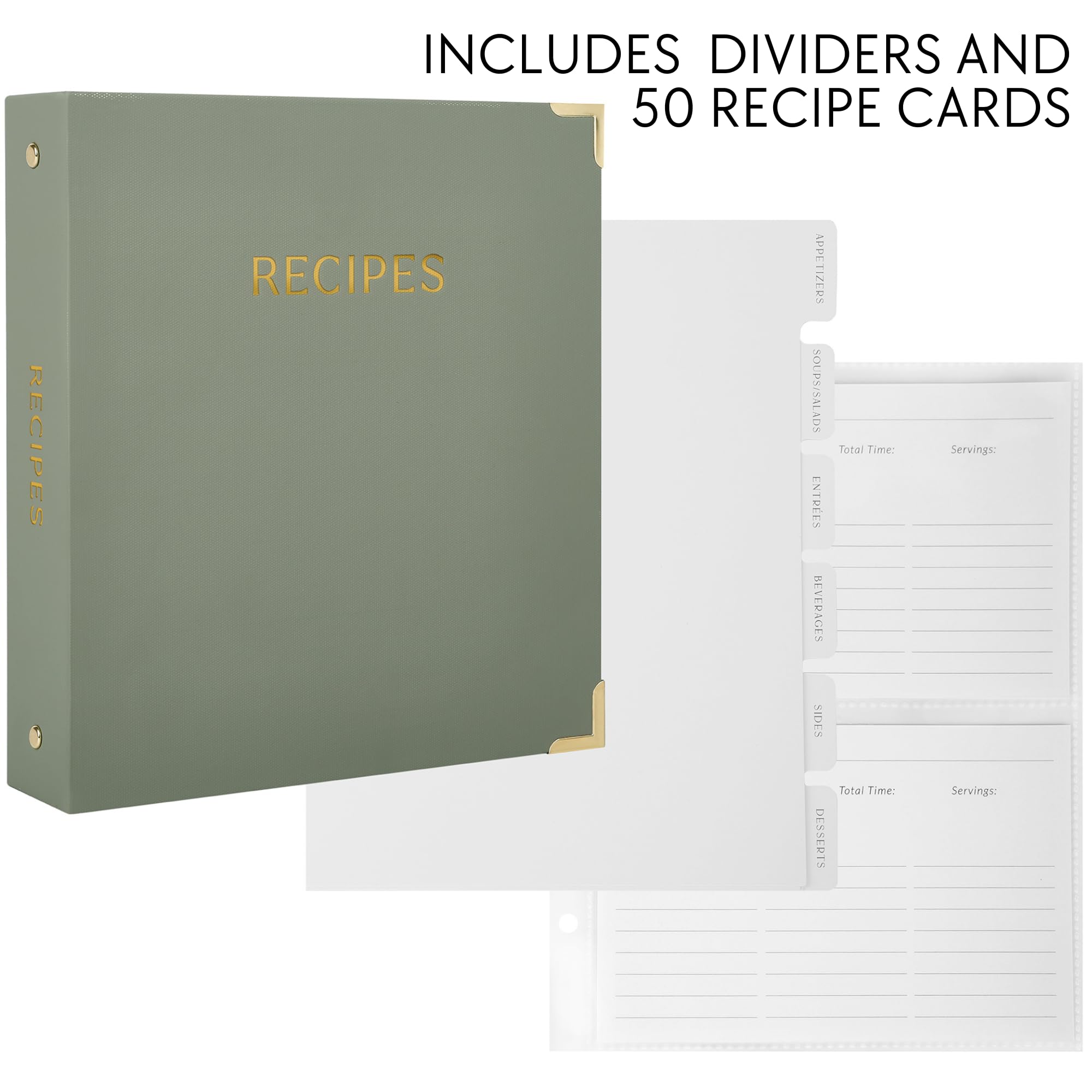 Aesthetic Recipe Binder with Waterproof Cover - Premium Blank Cookbook Organizer with Plastic Sleeves & Recipe Cards - Perfect for Writing, Organizing & Preserving Family Recipes - Ideal for Home Chefs, Meal Planners & Cooking Enthusiasts