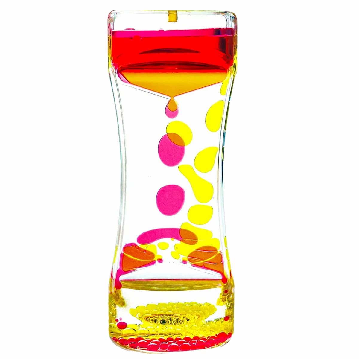 Liquid Motion Bubbler Timer - Colorful Sensory Fidget Toy for Stress Relief & Focus, ADHD Autism Anxiety Relaxation Desk Decor (Pink & Yellow) - Perfect for Office, Classroom, Therapy & Home Decor