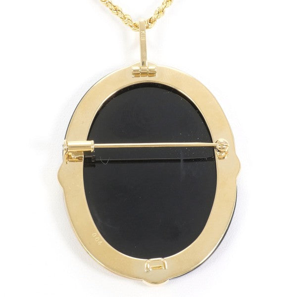 18K Yellow Gold Shell Onyx Diamond 2-Way Convertible Necklace & Brooch - Elegant Jewelry for Women, Perfect for Weddings, Parties & Special Occasions