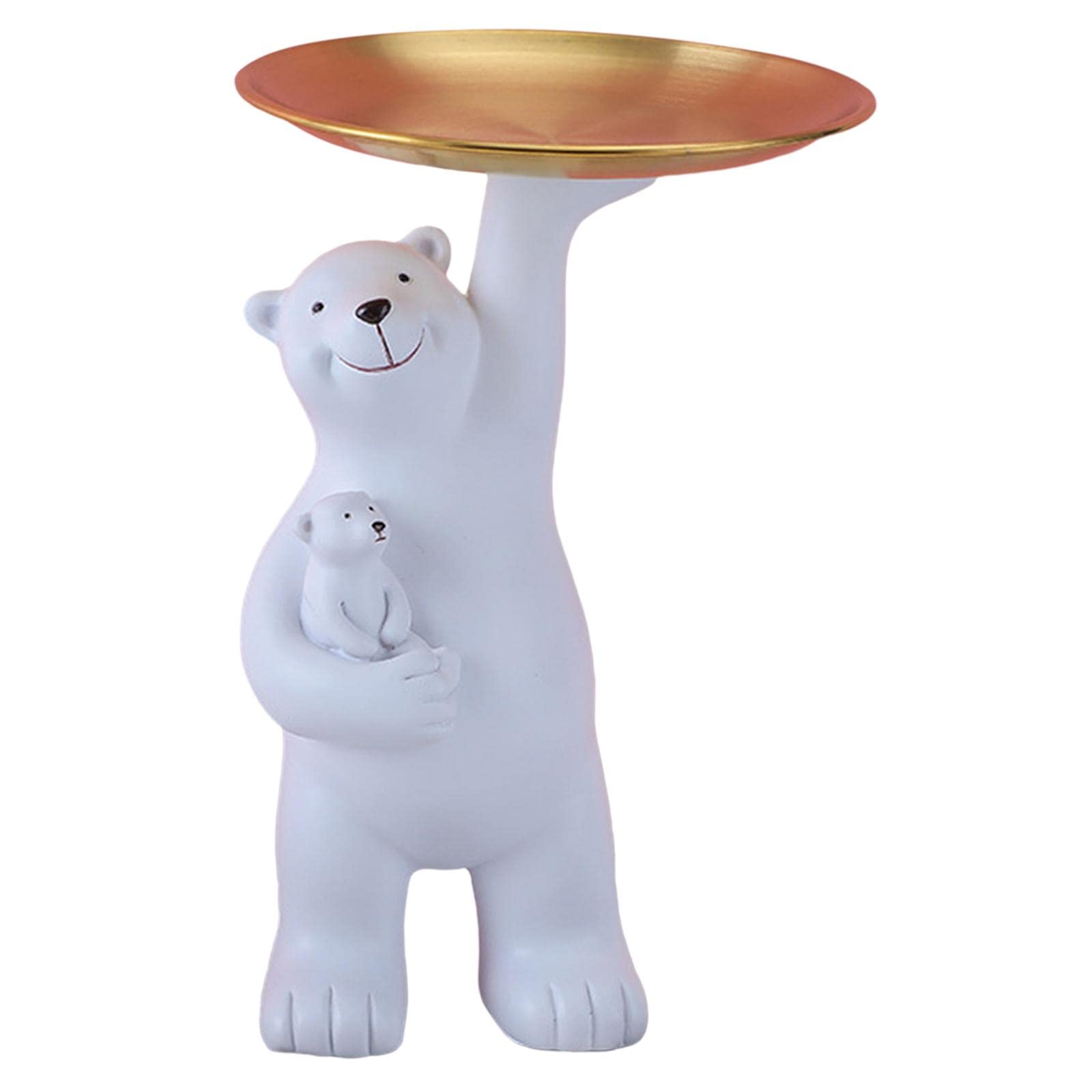 Bothyi Resin Bear Family Snack Organizer Tray - Home Decor for Living Room, Bedroom, Entryway & Porch - Unique Gift Idea for Parents & Kids (White) | Perfect for Candy Storage, Key Holder & Decorative Display