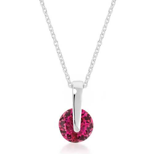 Classic Solitaire Red Cubic Zirconia Pendant Necklace for Women - Elegant 925 Sterling Silver Jewelry Gift for Valentine's Day, Anniversary & Special Occasions