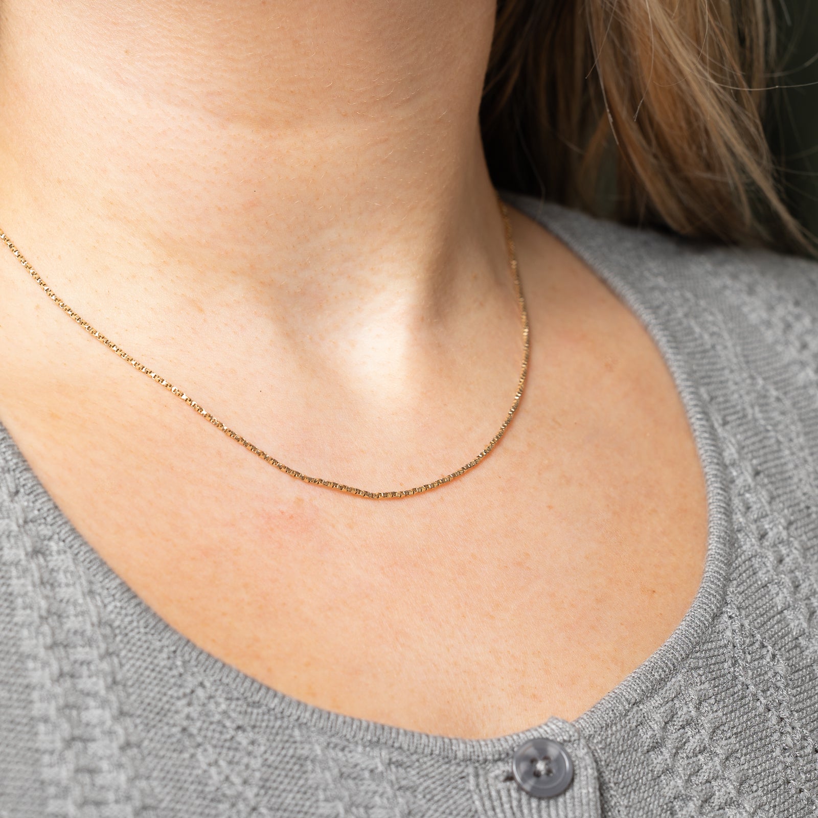 10K Yellow Gold Box Link Chain Necklace - 18 Inch Solid Gold Cuban Link Chain for Men & Women | Perfect for Layering, Gifting & Everyday Wear