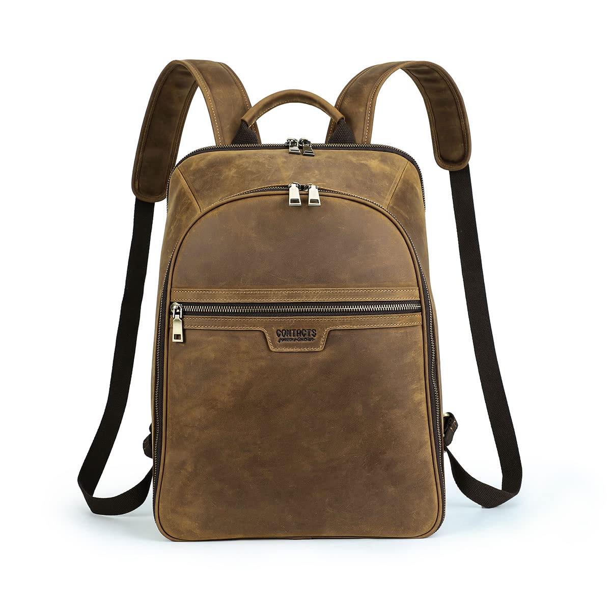 Genuine Crazy Horse Leather Backpack for Men - 16 Inch Laptop Bag, Vintage Business Daypack, College School Satchel & Travel Bookbag - Perfect for Work, School & Outdoor Adventures