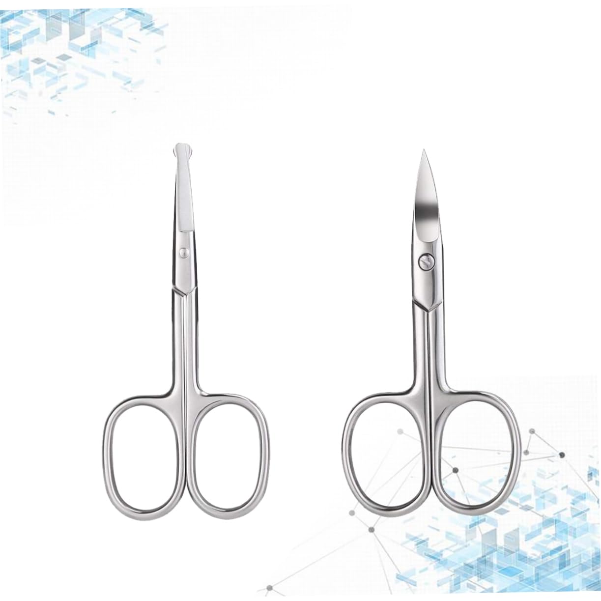 6-Piece Professional Facial Hair Scissors Set - Curved & Straight Eyebrow, Nose & Beard Trimming Scissors with Rounded Tips - Multi-Use Grooming Kit for Men & Women (Silver) - Perfect for Eyebrow Shaping, Beard Trimming & Nose Hair Care