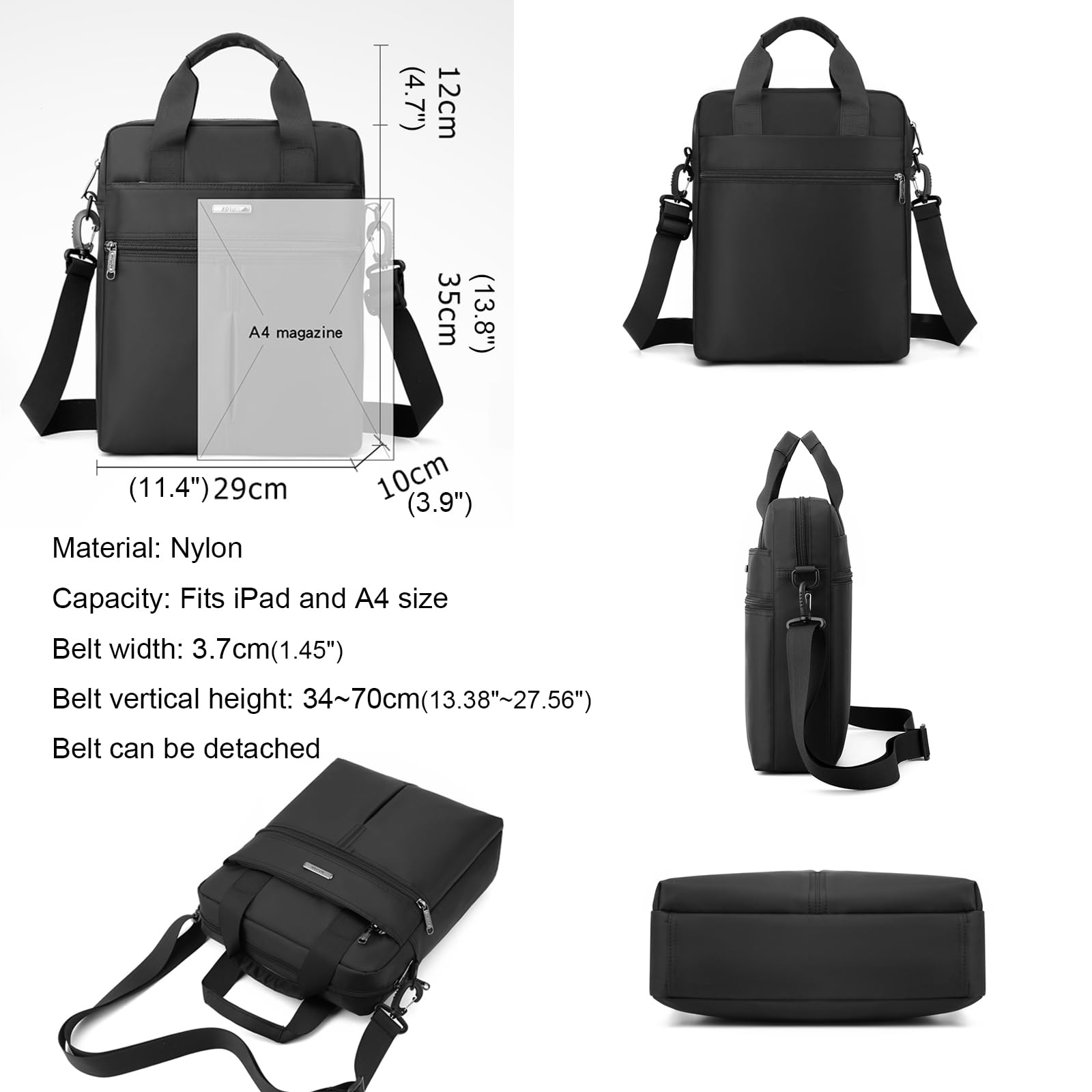 Waterproof 14-inch Laptop Messenger Bag for Men - Durable Nylon Business Shoulder Bag, Large Crossbody Work Bag for Office, Travel & Outdoor Activities