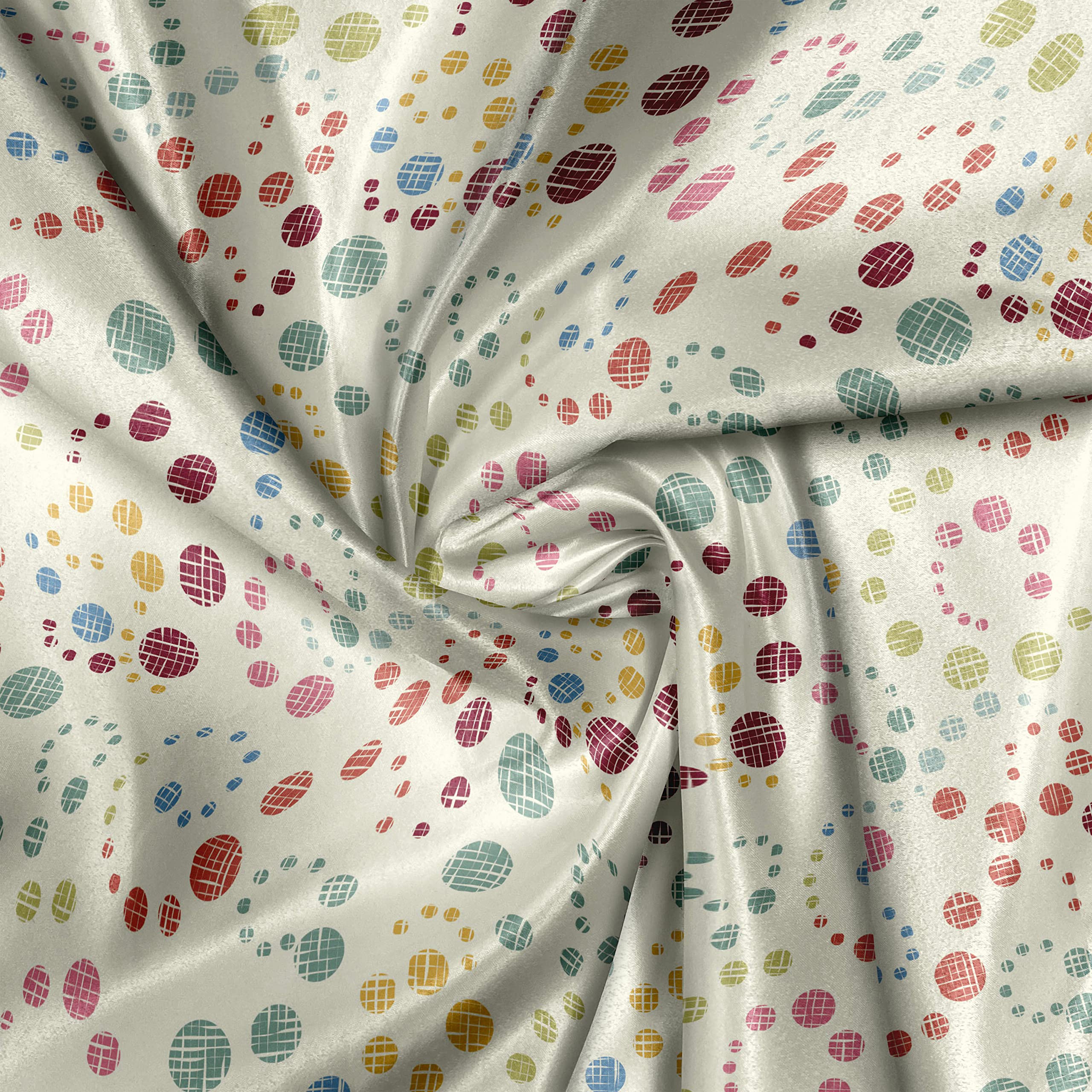 Ambesonne Modern Art Fabric by The Yard - Grunge Polka Dots Retro Print Satin Fabric for Home Decor, DIY Crafts & Upholstery | Perfect for Curtains, Pillows, Table Runners & Wall Hangings