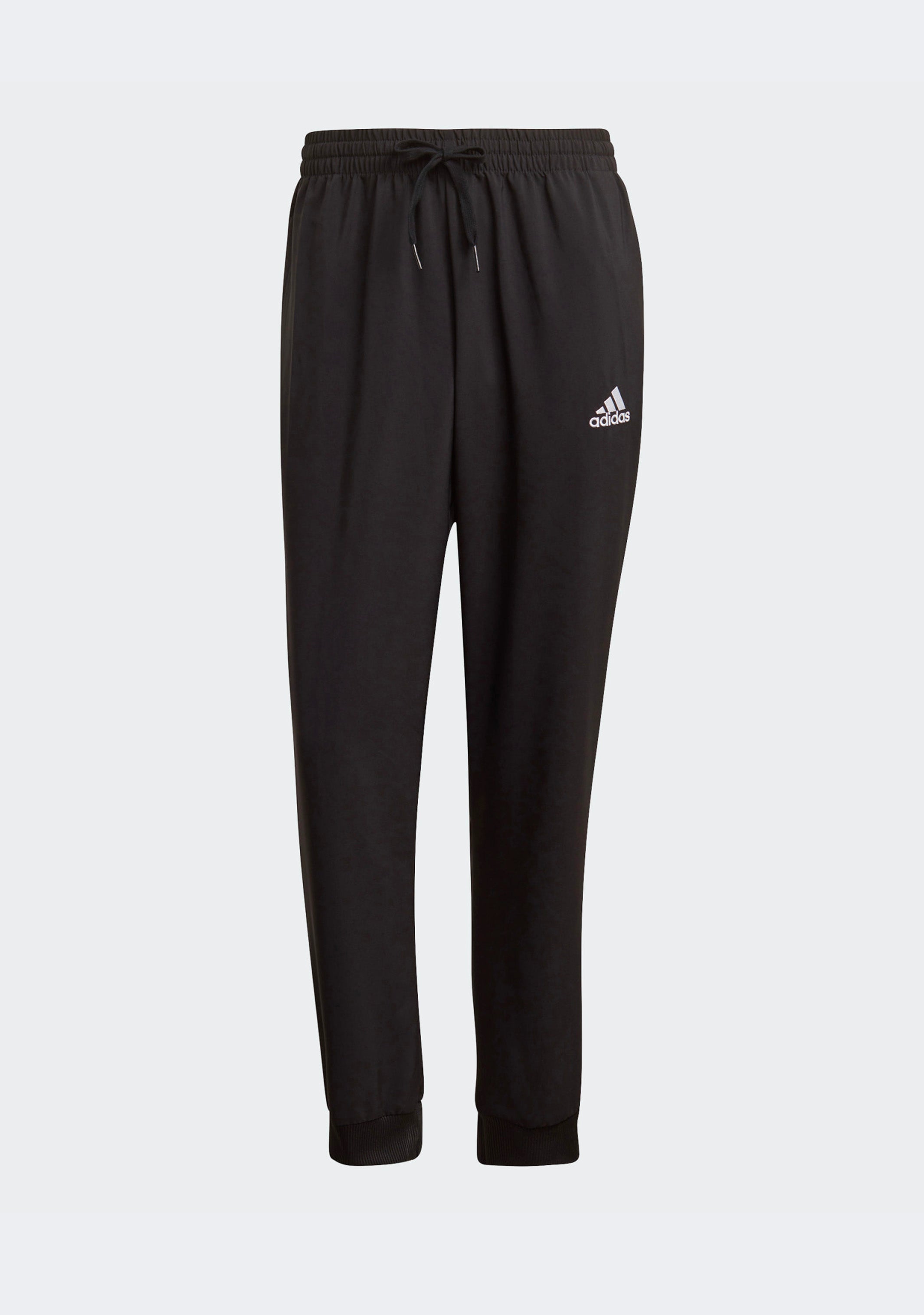 Adidas Men's Aeroready Essentials Stanford Tapered Cuff Sweatpants - Embroidered Small Logo, Black | Comfortable Athletic Pants for Gym, Running & Casual Wear