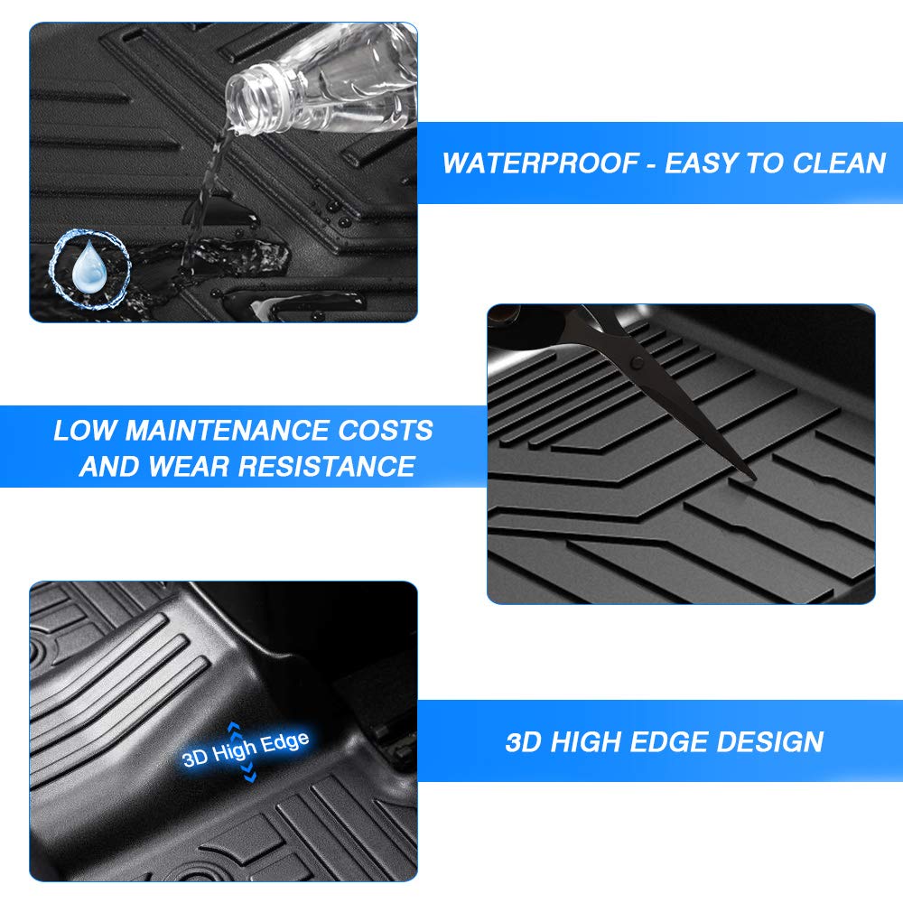 All-Weather TPE Floor Mats for Nissan Rogue 2014-2020 - Custom Fit High Edge Floor Liners, Durable Car Accessories (Excludes Sport & Select Models) | Perfect for Winter, Rain & Mud Protection