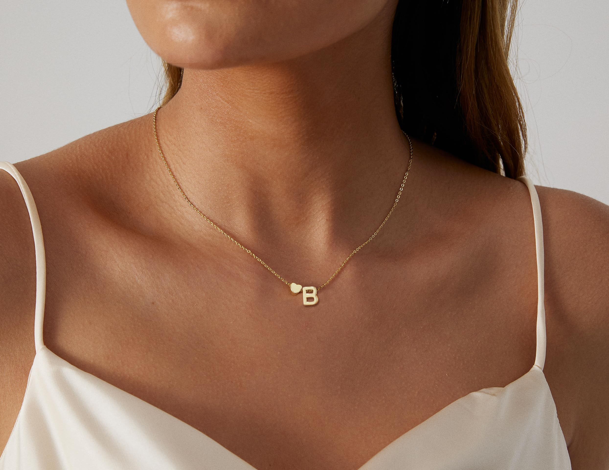 14K Gold Plated Personalized Initial Necklace for Women - Dainty Heart Letter Pendant Name Necklace | Perfect Gift for Birthday, Anniversary & Valentine's Day