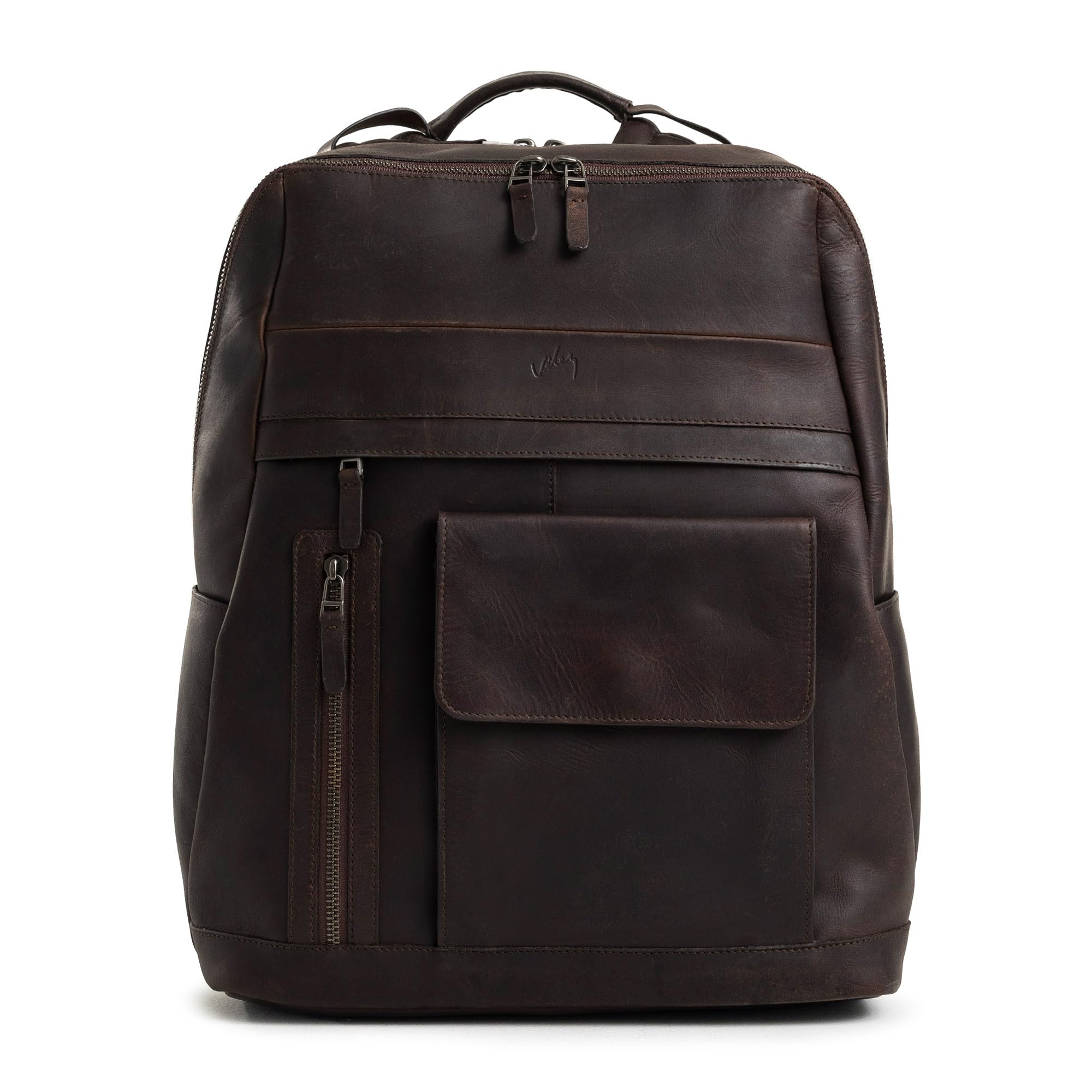 VELEZ Genuine Top Grain Leather Backpack for Men & Women - 17 Inch Laptop Bag with Large Capacity - Stylish Casual Daypack & Business Travel Backpack - Perfect for Office, College, Commuting & Weekend Adventures
