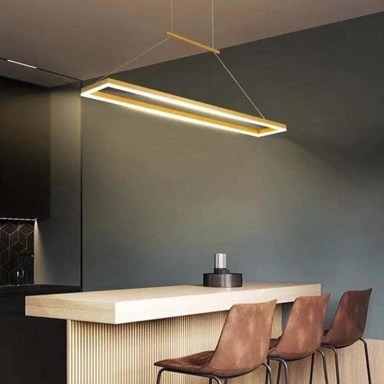 Modern Rectangular Coffee Metal LED Pendant Light - Industrial Chic Hanging Fixture for Kitchen Island, Dining Room & Office Lighting