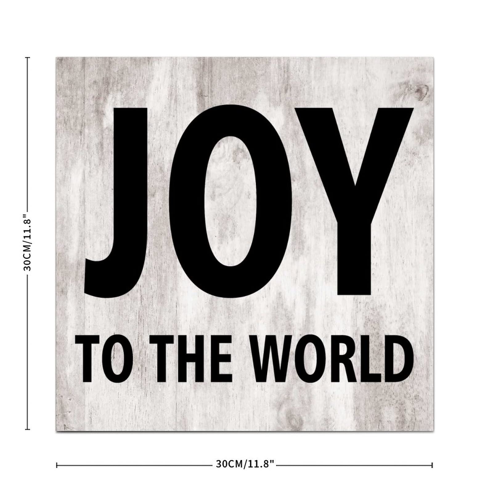 Vinisong Joy to The World Wooden Wall Plaque - Rustic Farmhouse Decor, Inspirational Hanging Sign for Front Porch, Living Room & Entryway - 11.8 x 11.8 Inch Wood Wall Art for Christmas, Holiday & Year-Round Home Decoration