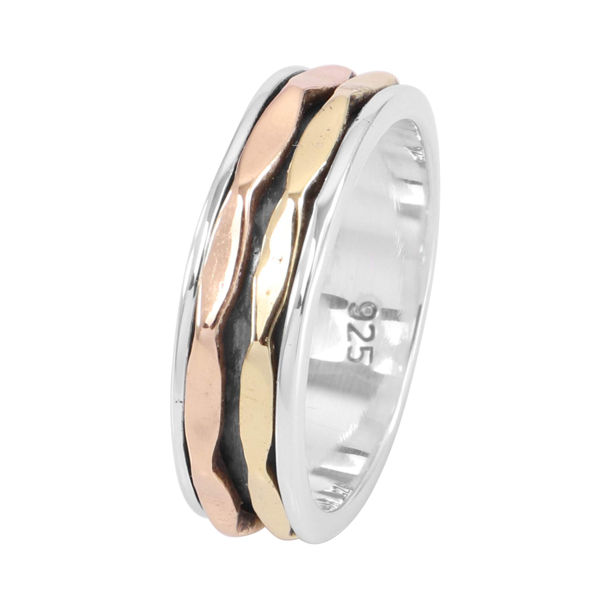 Sterling Silver Spinner Ring - Meditation & Fidget Ring for Stress Relief, Anxiety, Yoga, and Focus - Perfect for Adults and Teens - Hypoallergenic & Durable