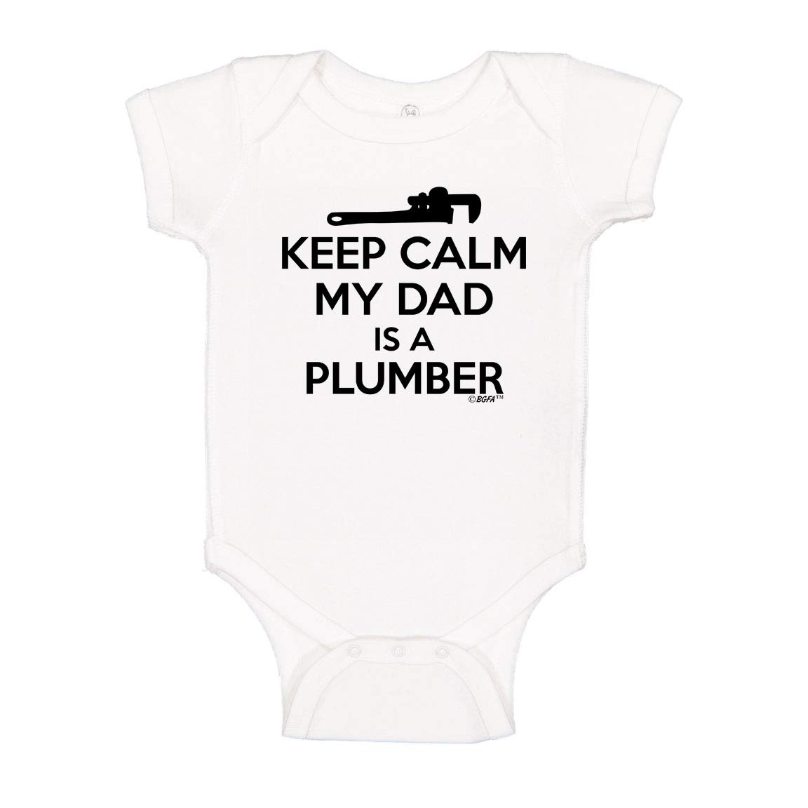 Baby Bodysuit - Keep Calm My Dad is A Plumber - Cute Newborn Outfit for Father's Day, Baby Shower & Family Photos | Unisex Infant Clothes