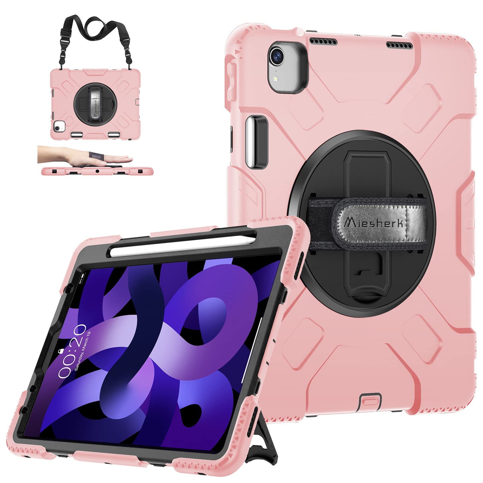 2-Pack iPad Air 5th/4th Gen 10.9-inch Protective Case Set - Black & Pink | Slim Fit, Shockproof Cover for iPad Air 5/4 (2022/2020 Model) | Perfect for Work, School & Travel Protection