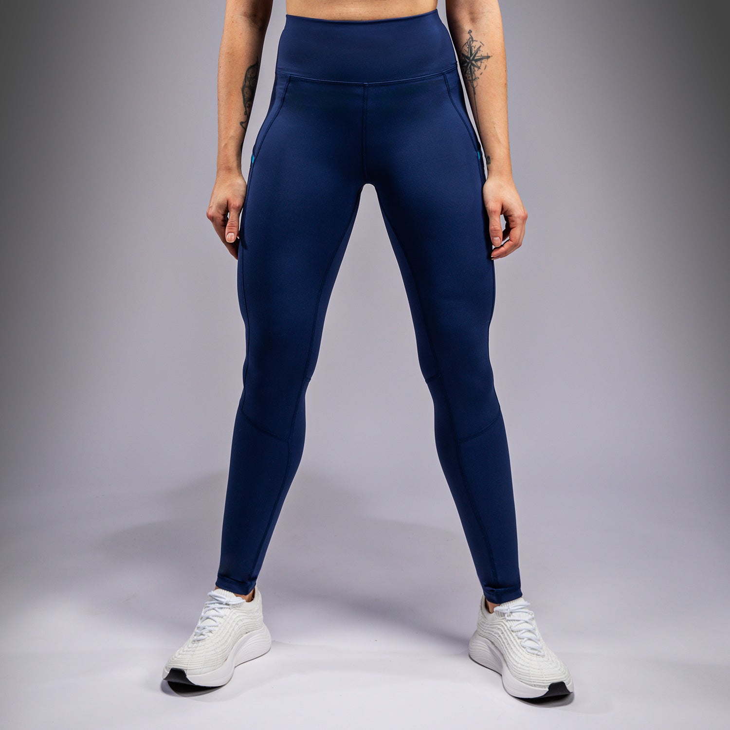 Venum x Top Rank Original Women's Full Length Leggings - Navy Blue Workout Leggings for Yoga, Gym & Running | High Waist Athletic Tights for Women