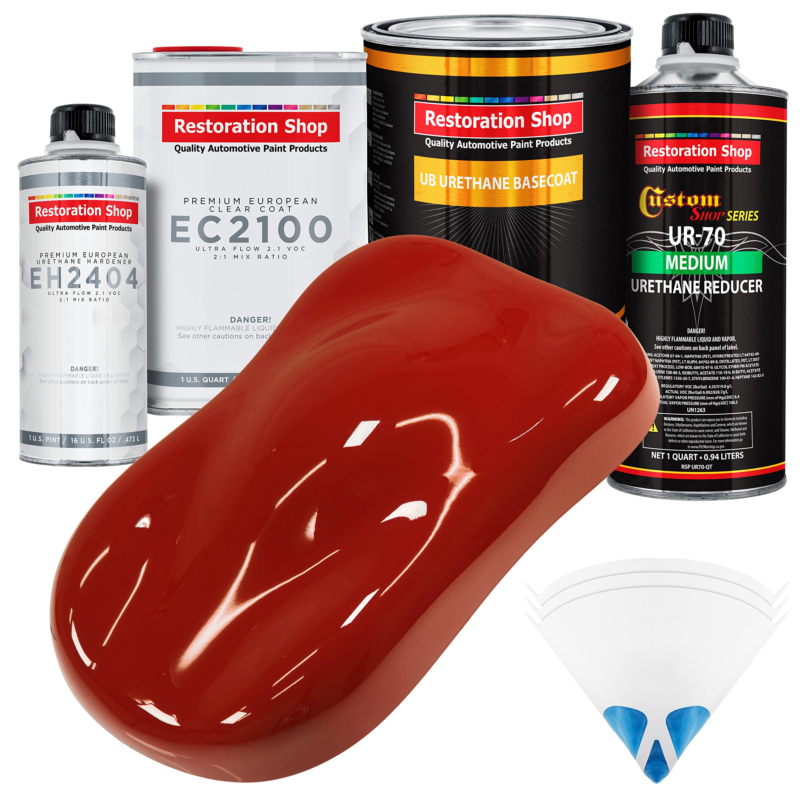 Restoration Shop Candy Apple Red Urethane Basecoat with European Clearcoat - Complete Quart Auto Paint Kit for Car Restoration & Custom Painting | Professional Automotive Refinish Coating for Classic Cars, Hot Rods & Vehicle Touch-Ups