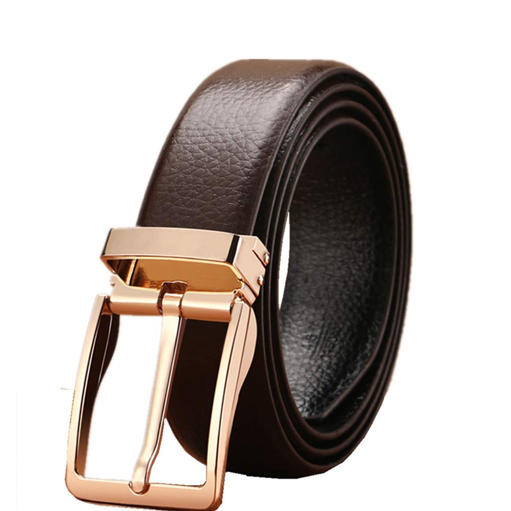 Genuine Leather Belts for Men - Adjustable Belt with Removable Gold Buckle | Casual, Business & Formal Wear Accessory