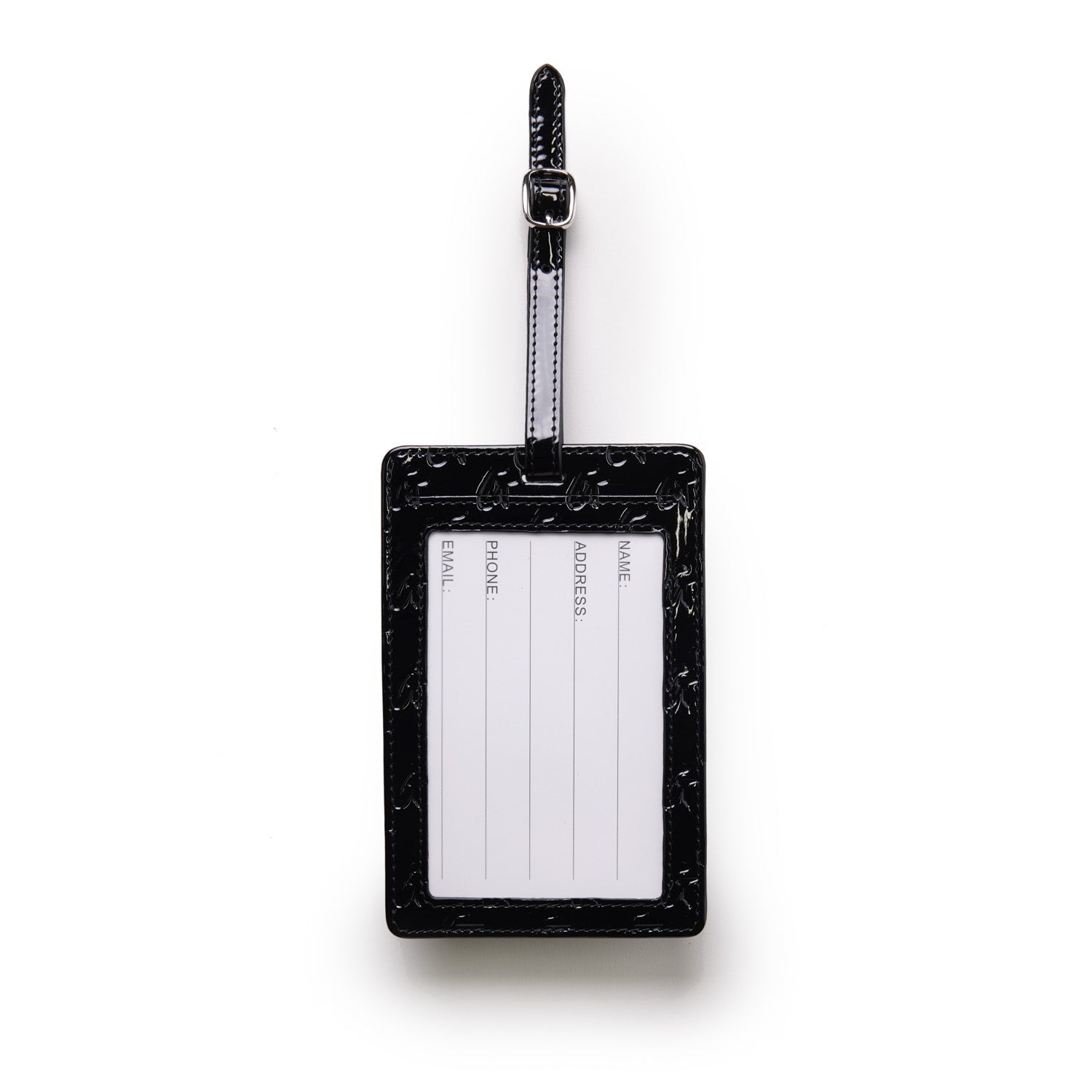 Monogram Luggage Tag - Mirror Black | Personalized Travel Accessory for Suitcases & Bags | Perfect for Airports & Business Trips