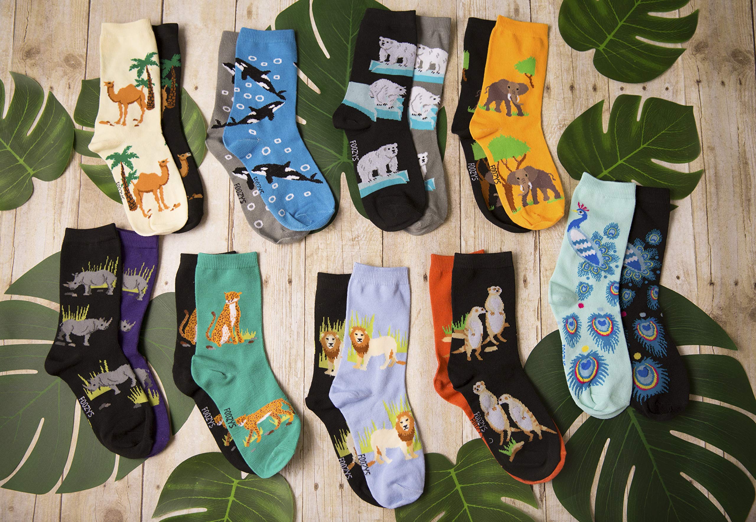 Foozys Women's Crew Socks - Black Bear Zoo Animal Novelty Socks (2-Pair Pack) | Soft Cotton Casual Socks for Women | Perfect for Gifts, Zoo Visits & Everyday Wear