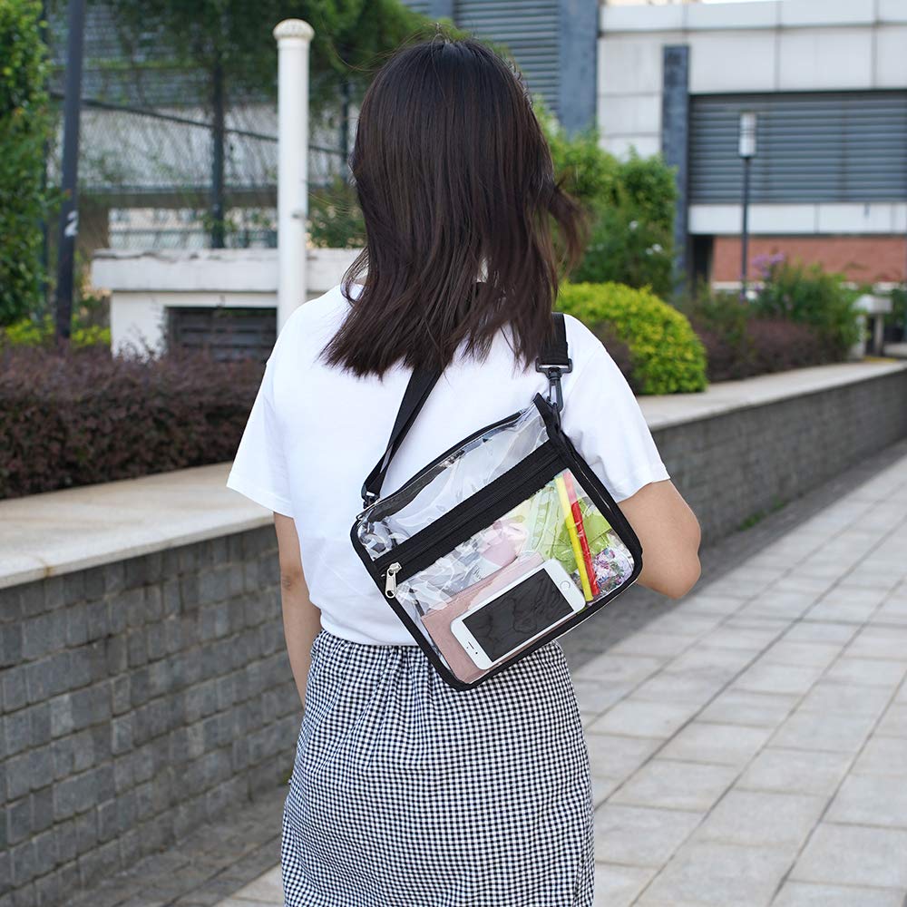 Edraco Clear Crossbody Purse Bag for Women & Men - Stadium Approved Transparent Shoulder Tote with Front Pocket & Adjustable Strap - Perfect for Concerts, Gym, Sports Events & Travel Security Checks