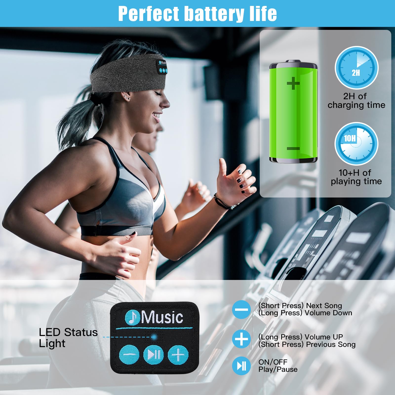 Wireless Bluetooth Sleep Headphones for Side Sleepers - Comfortable Elastic Music Headband with Detachable Speakers, Sports Earphones for Running, Yoga, Fitness, Workout & Travel - Perfect for Nighttime Relaxation, Meditation and Noise Cancellation (Unisex)
